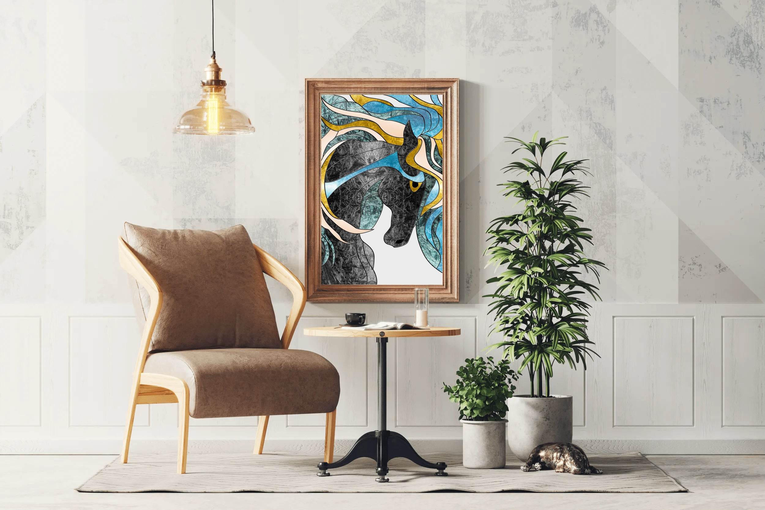 Stained Glass Stallion Modern Wall Art - beink online art store
