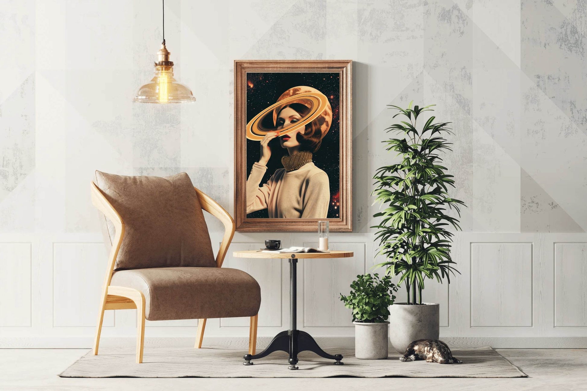 Collage Retro dreamy astrology art portrait painting - beink online art store