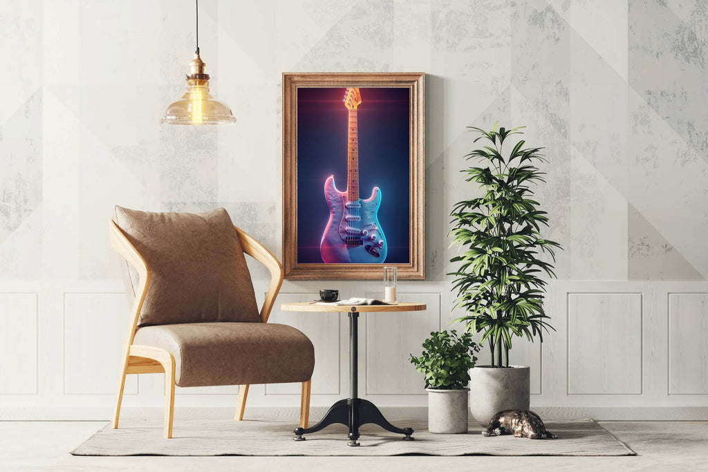 Electric Guitar With Fancy Color Wall Art - beink online art store