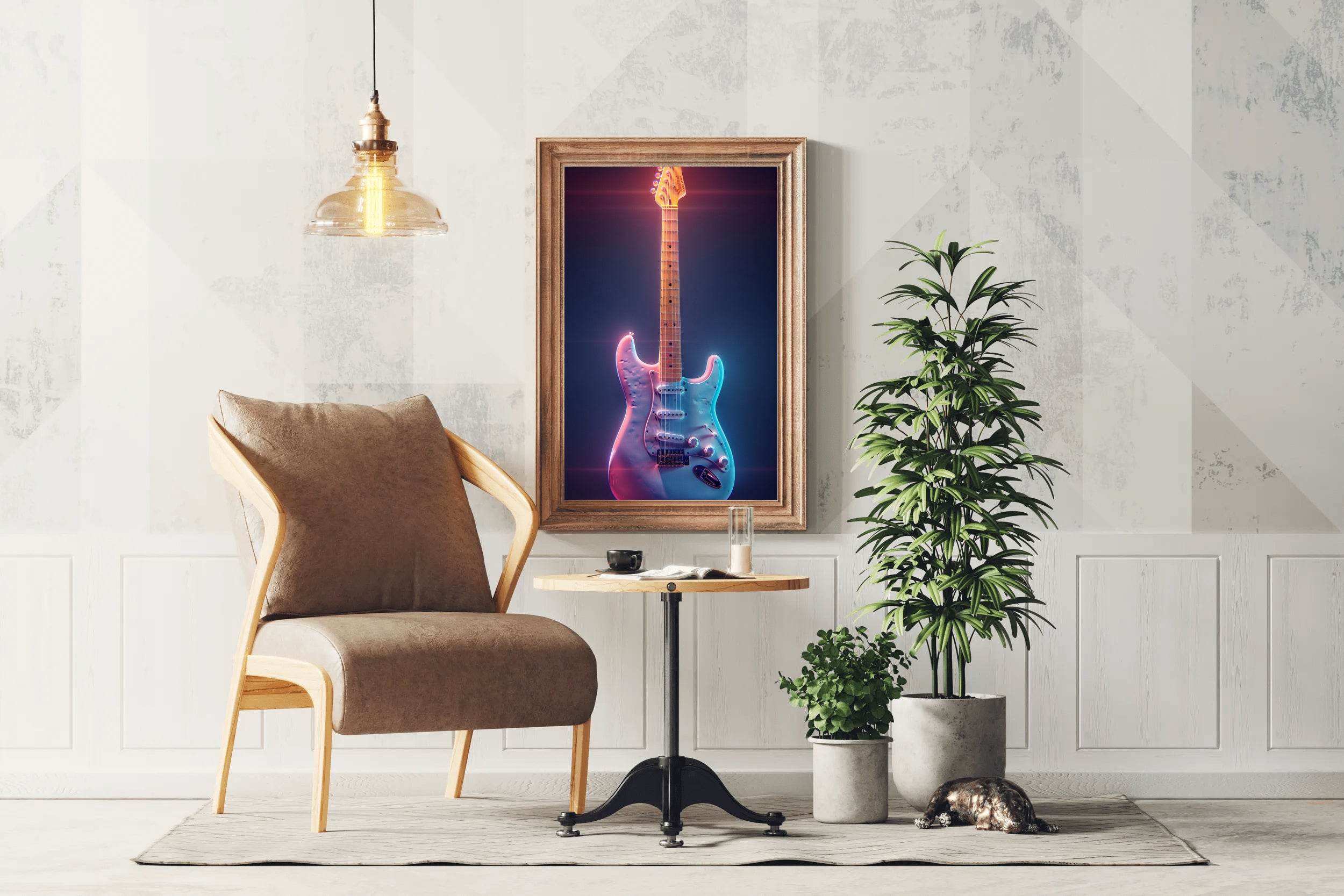 Electric Guitar With Fancy Color Wall Art - beink online art store