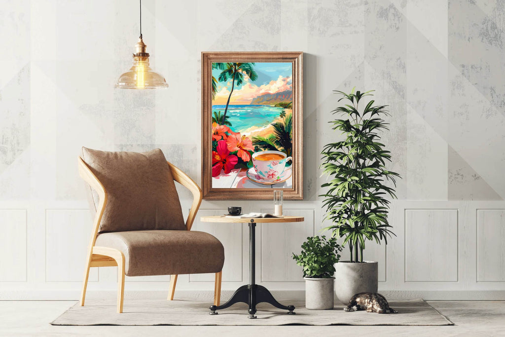 Hibiscus and Tea by the Beach Wall Art - beink online art store