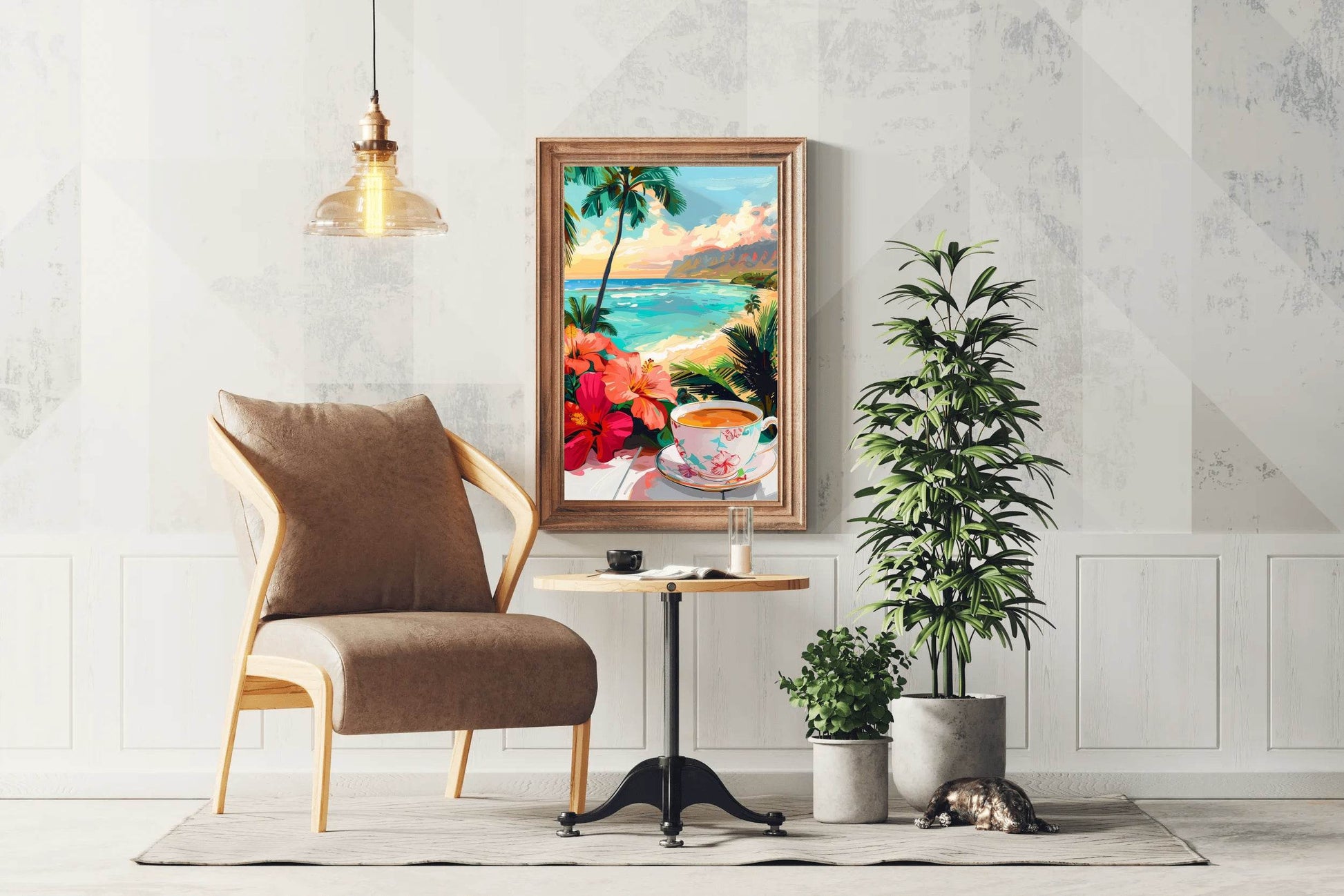 Hibiscus and Tea by the Beach Wall Art - beink online art store