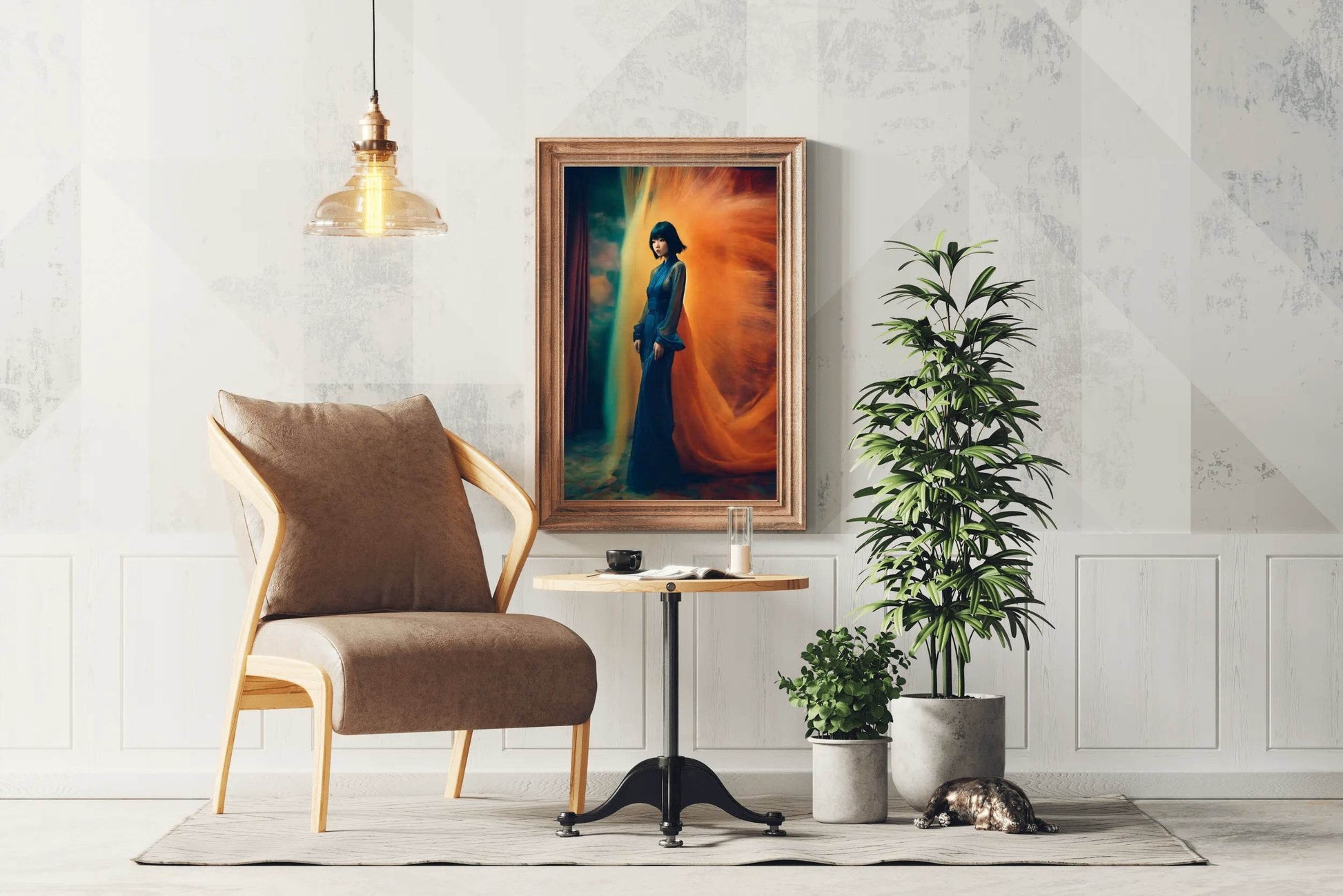 Blue Long Maximalist Dress Model Wall Art - beink online art store