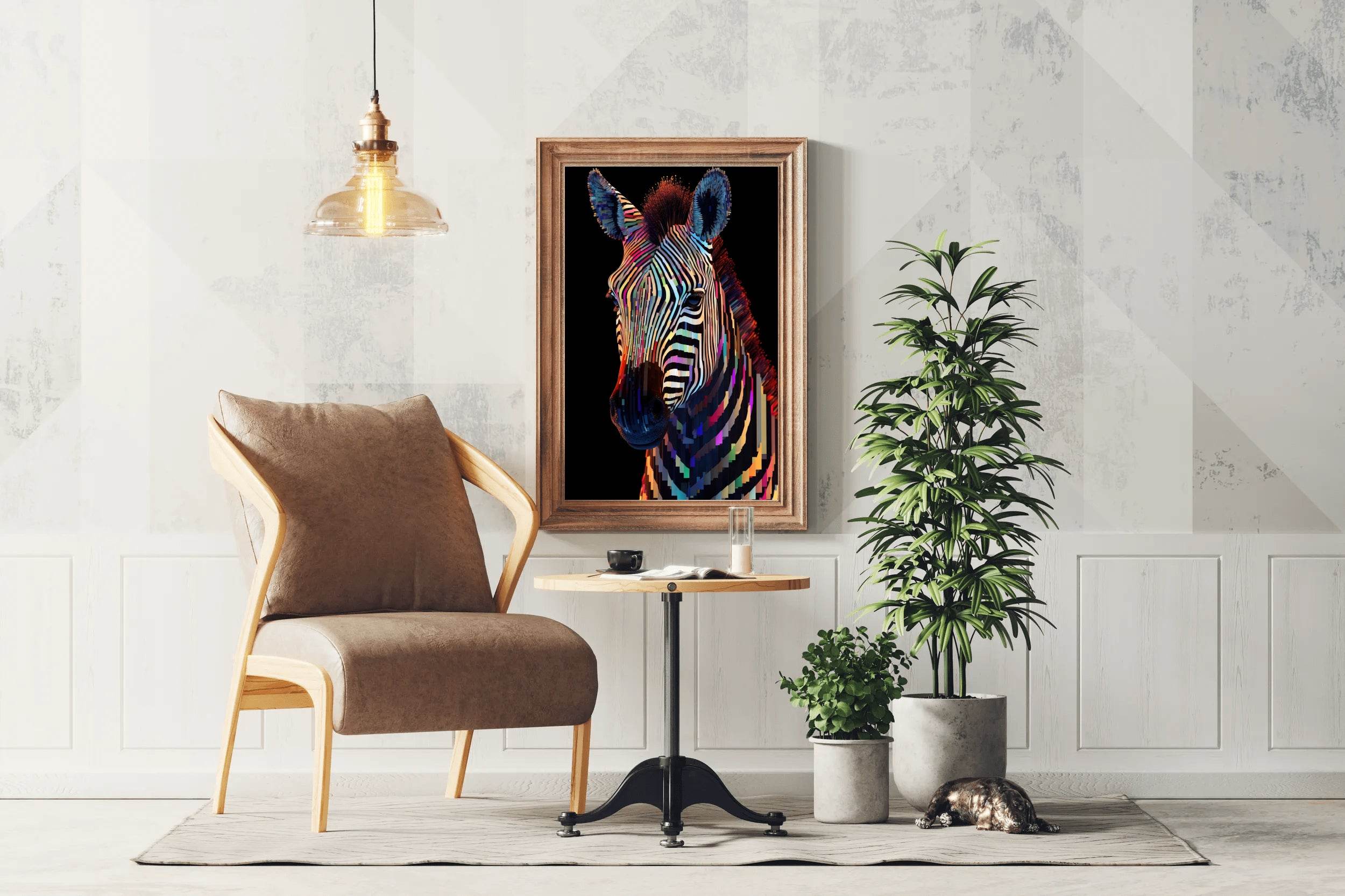 Painting of Zebra Face Animal Wall Art - beink online art store