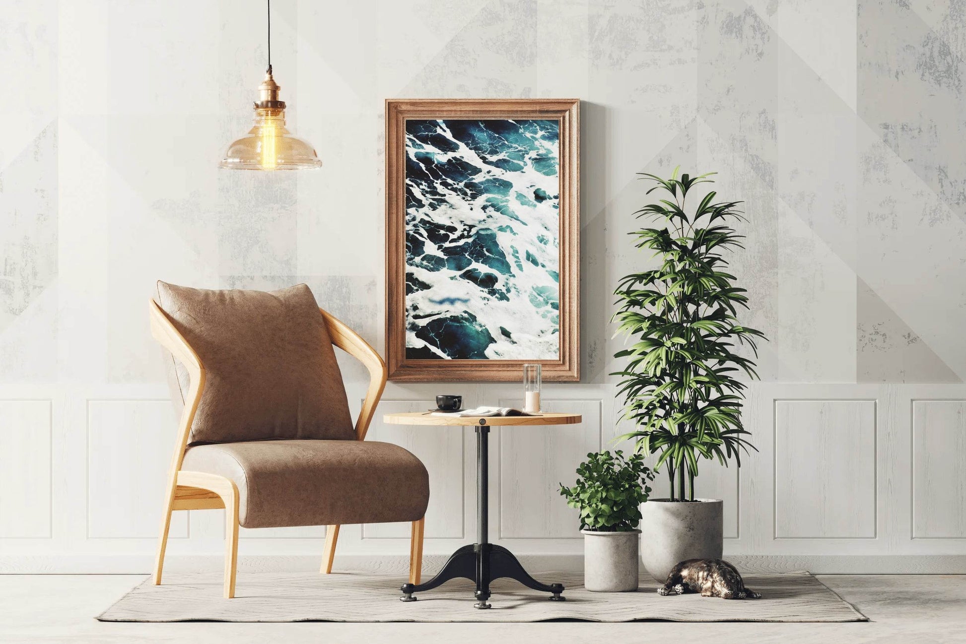 White Sea Waves Abstract Wall Art - beink online art store