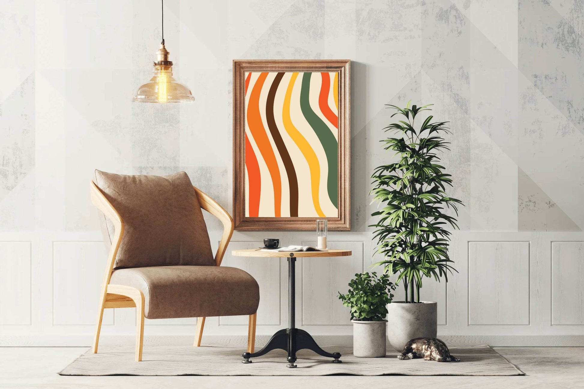 Painting Colored Wavy Lines Wall Art - beink online art store