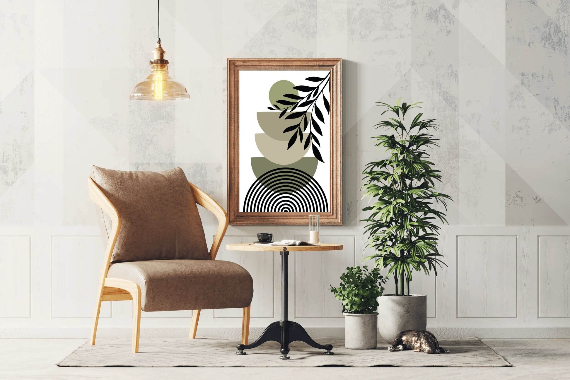 Abstract Leaves Branch Spiraled Circle ArtWork - beink online art store