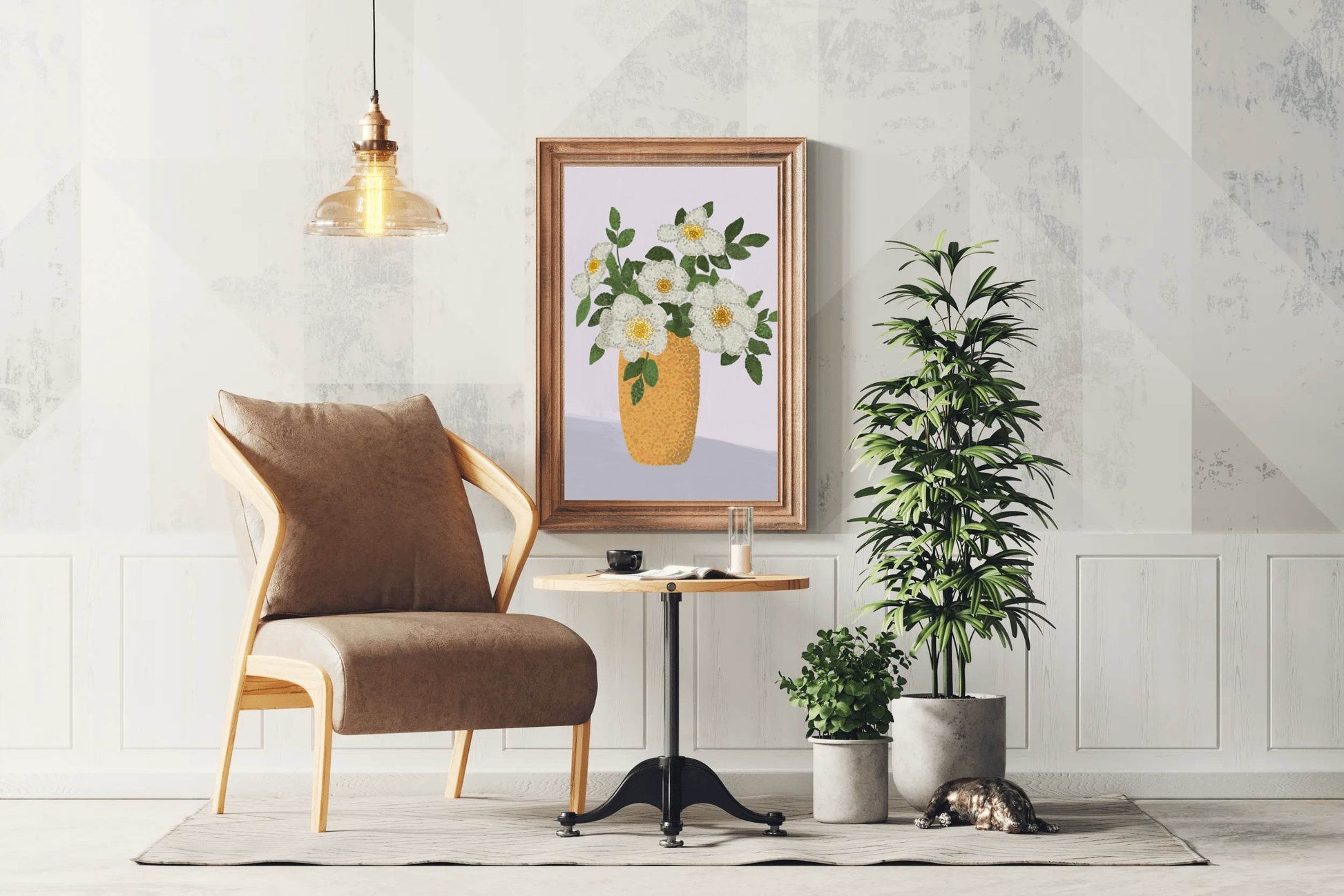 Painting A Vase With White Roses Wall Art - beink online art store