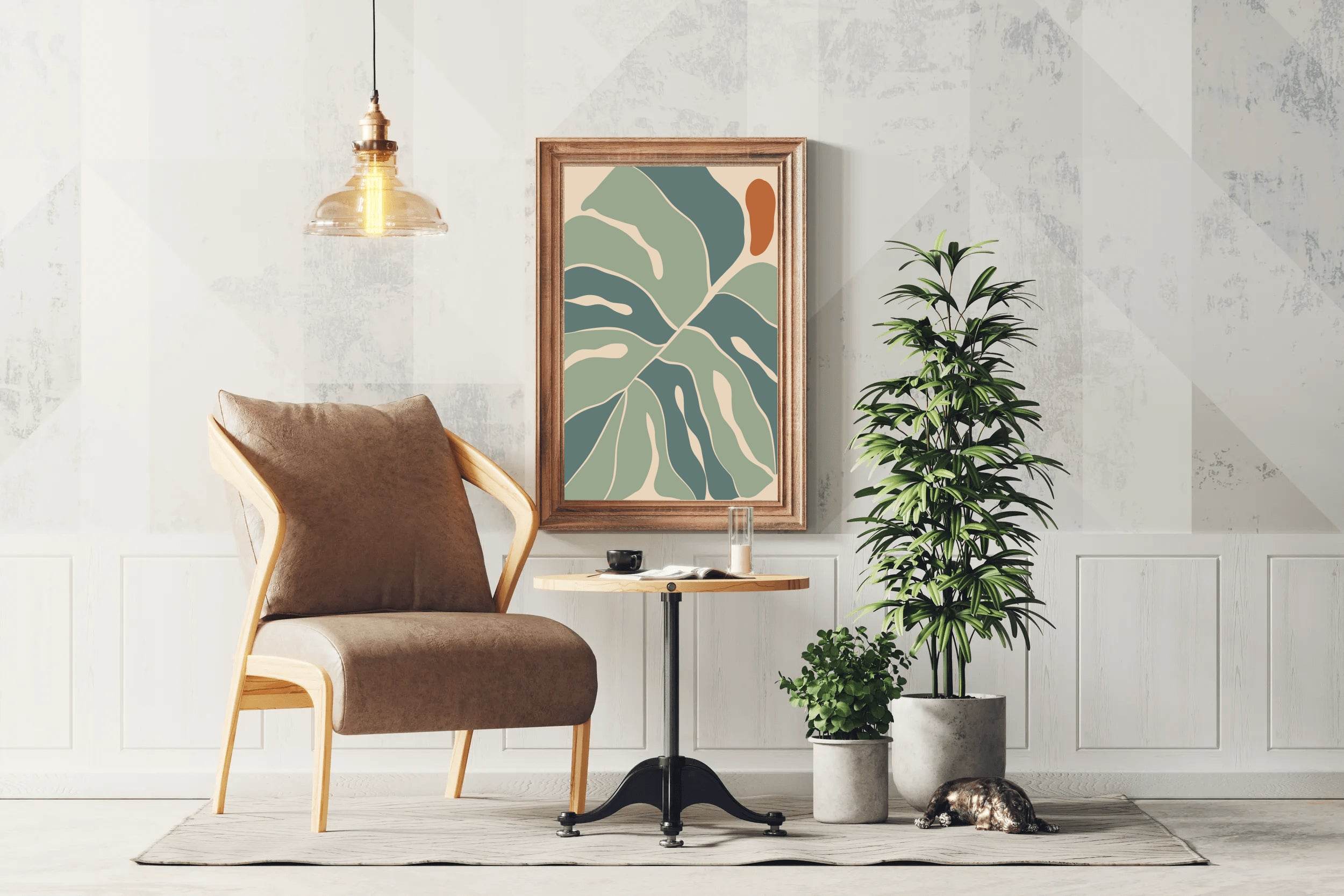 Green Textured Leaf Pattern ArtWork - beink online art store