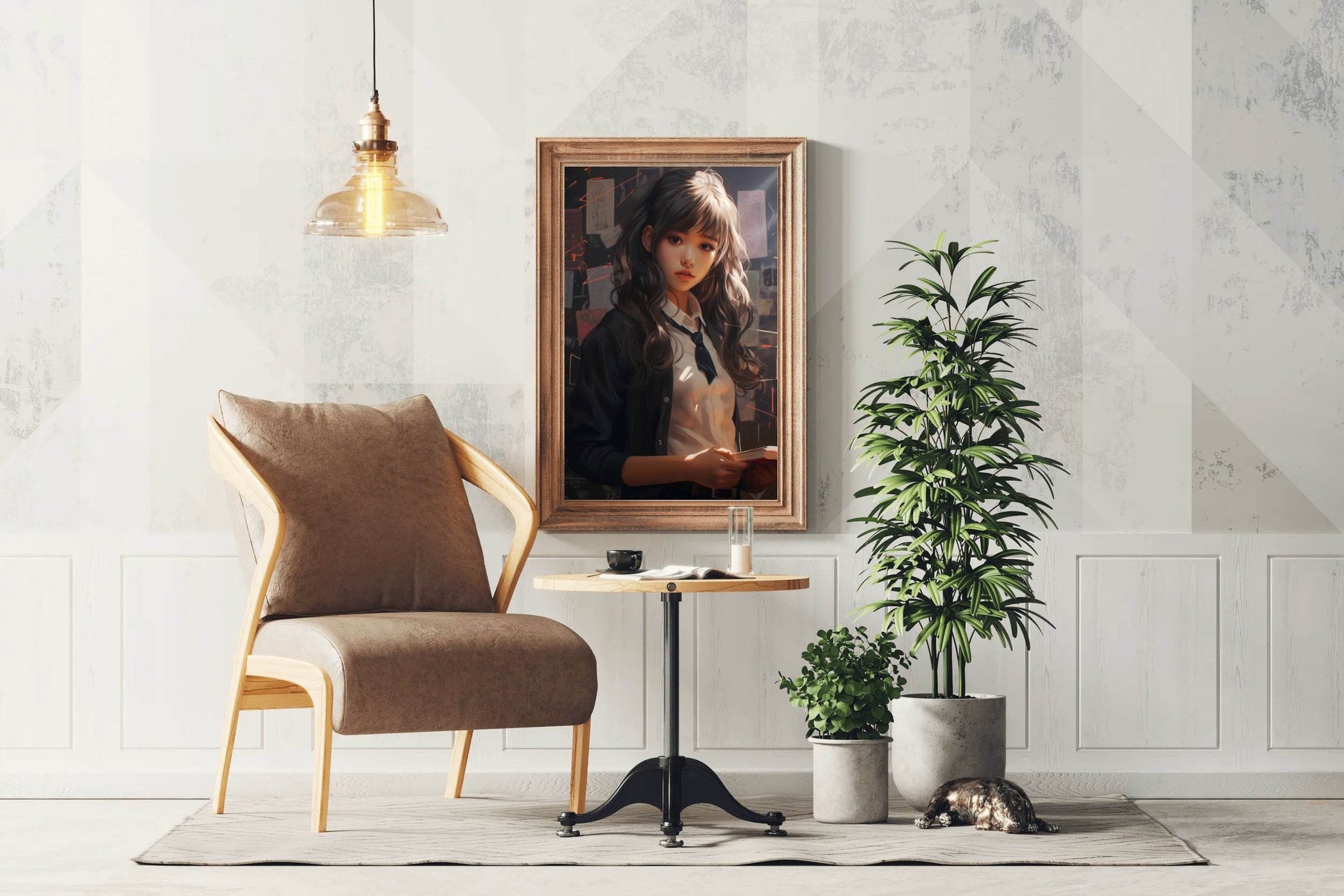 An Anime School Girl in Uniform Wall Art - beink online art store
