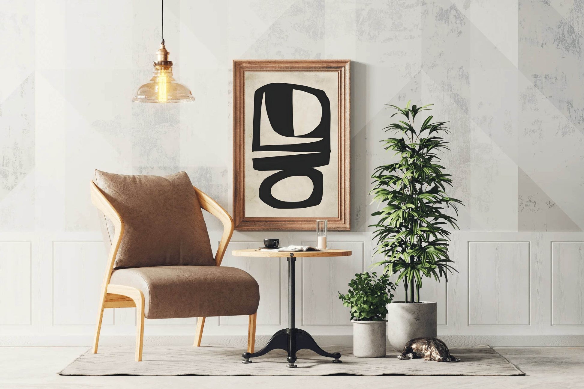 Hand Drawn Black Geometric Shapes Modern Wall Art - beink online art store