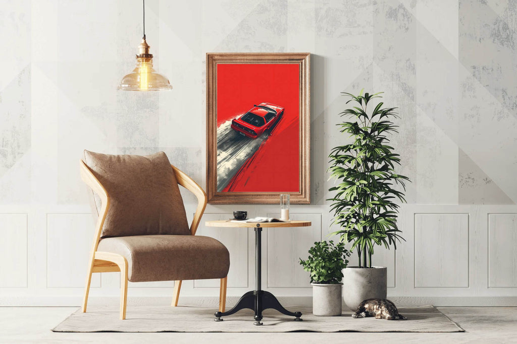 Red Sports Car & Red Background Wall Art - beink online art store