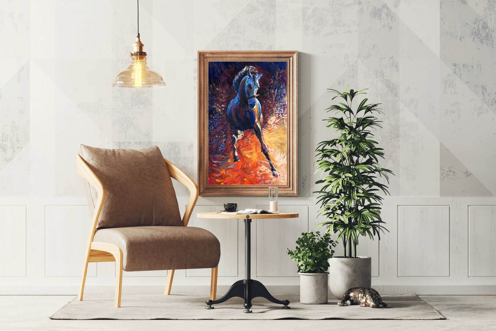 Oil Painting Of Rebellious Horse Wall Art - beink online art store