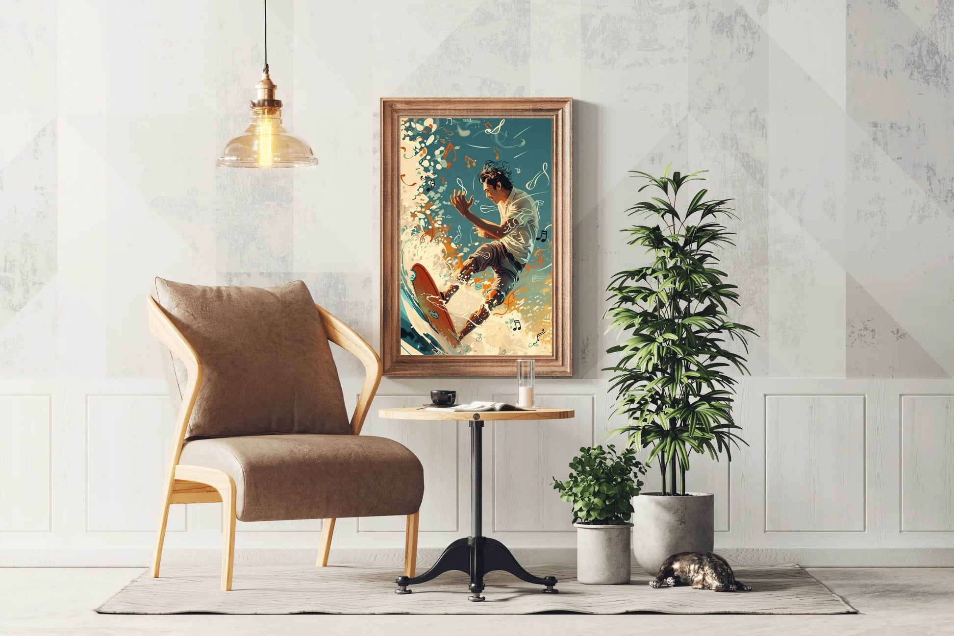Skiing On Musical Notes Wall Art - beink online art store