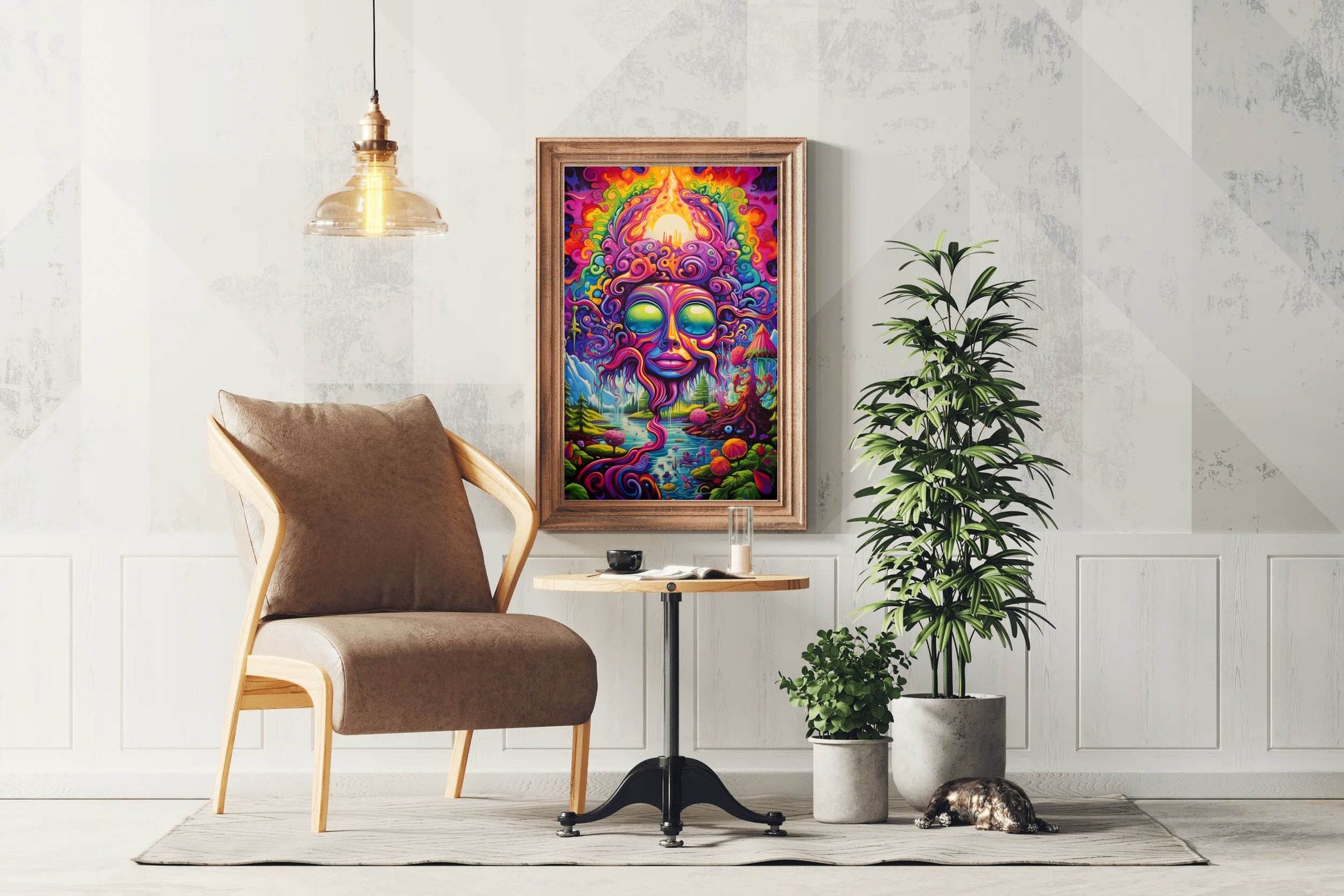 Painting of a Colorful Face Many Objects - beink online art store