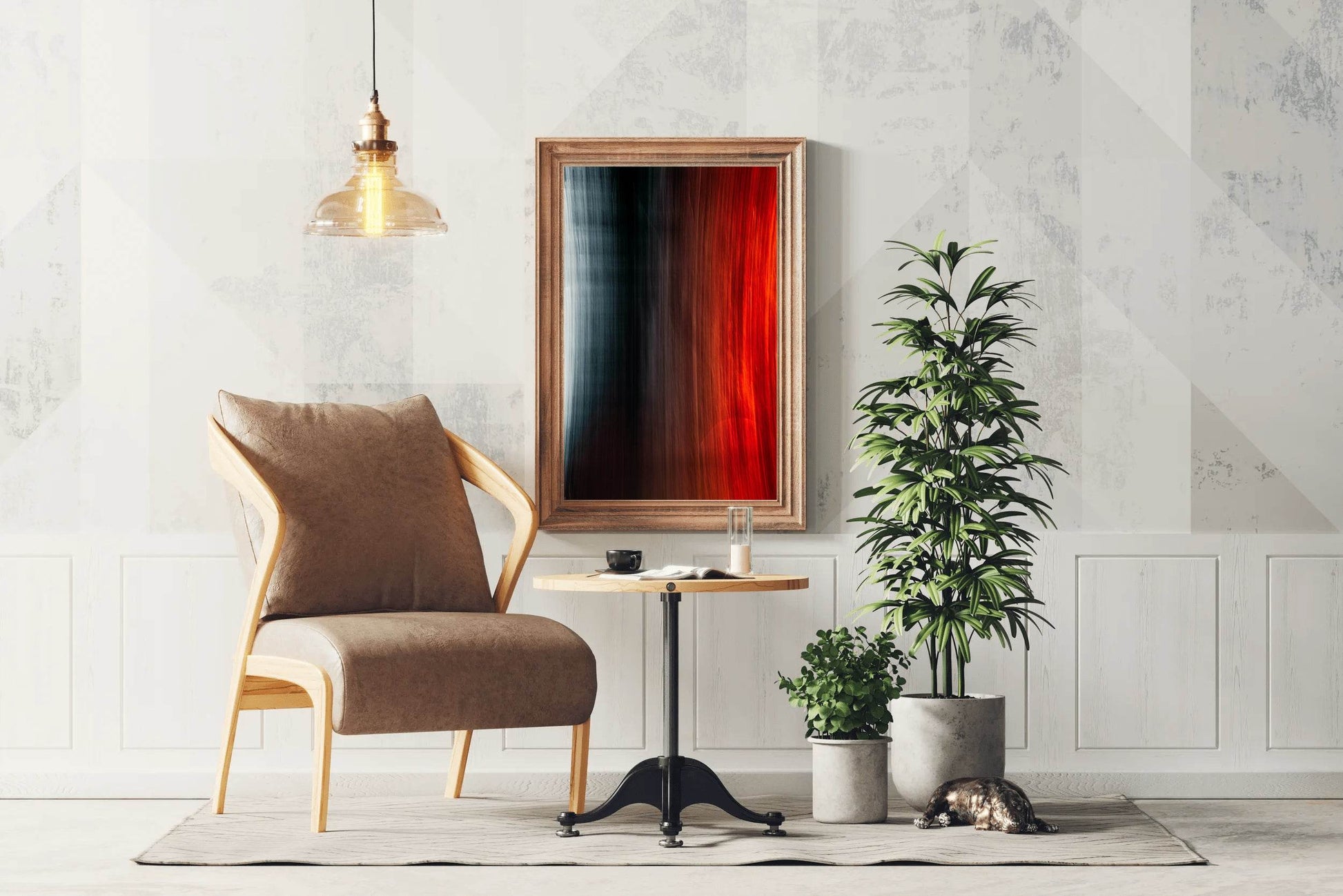 Straight Black and White Brush Lines Abstract Wall Art - beink online art store