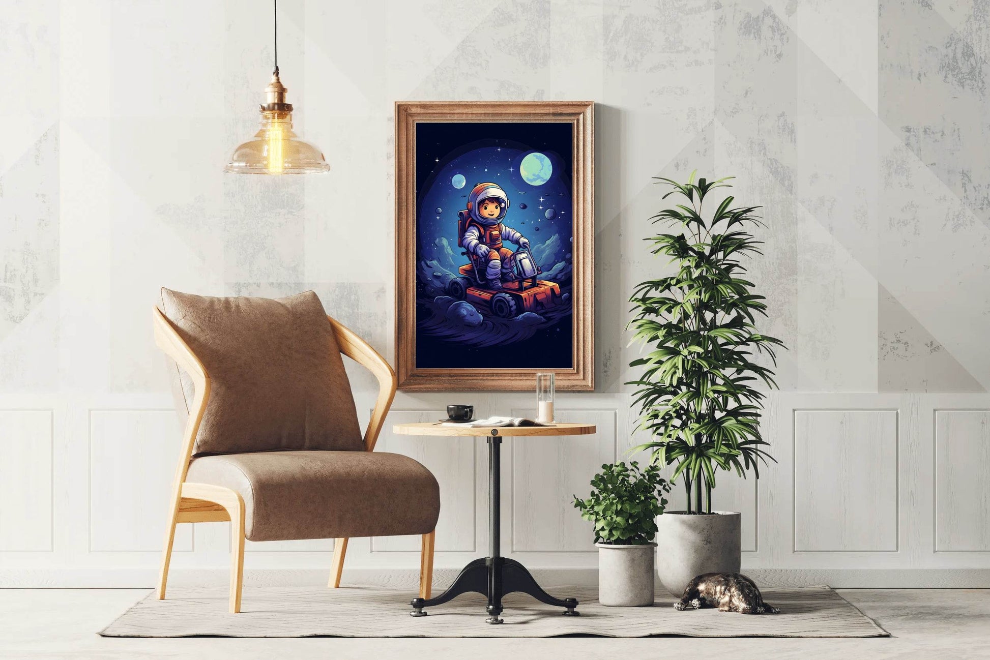Painting of Astonaut Boy Riding in Space - beink online art store