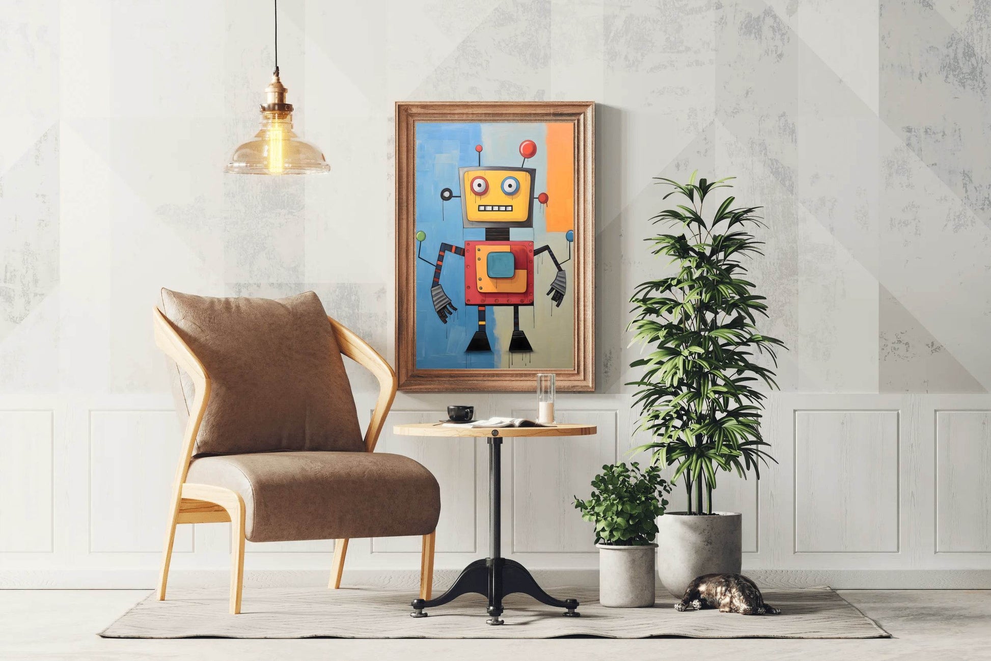 Paper Drawing of an Angry Robot - beink online art store