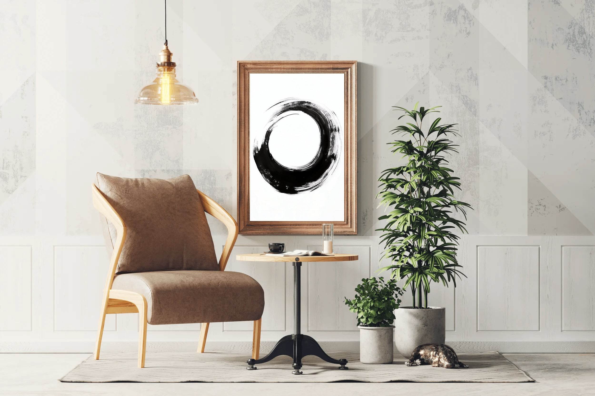 Black Inked Circle Modern Wall Art - beink online art store