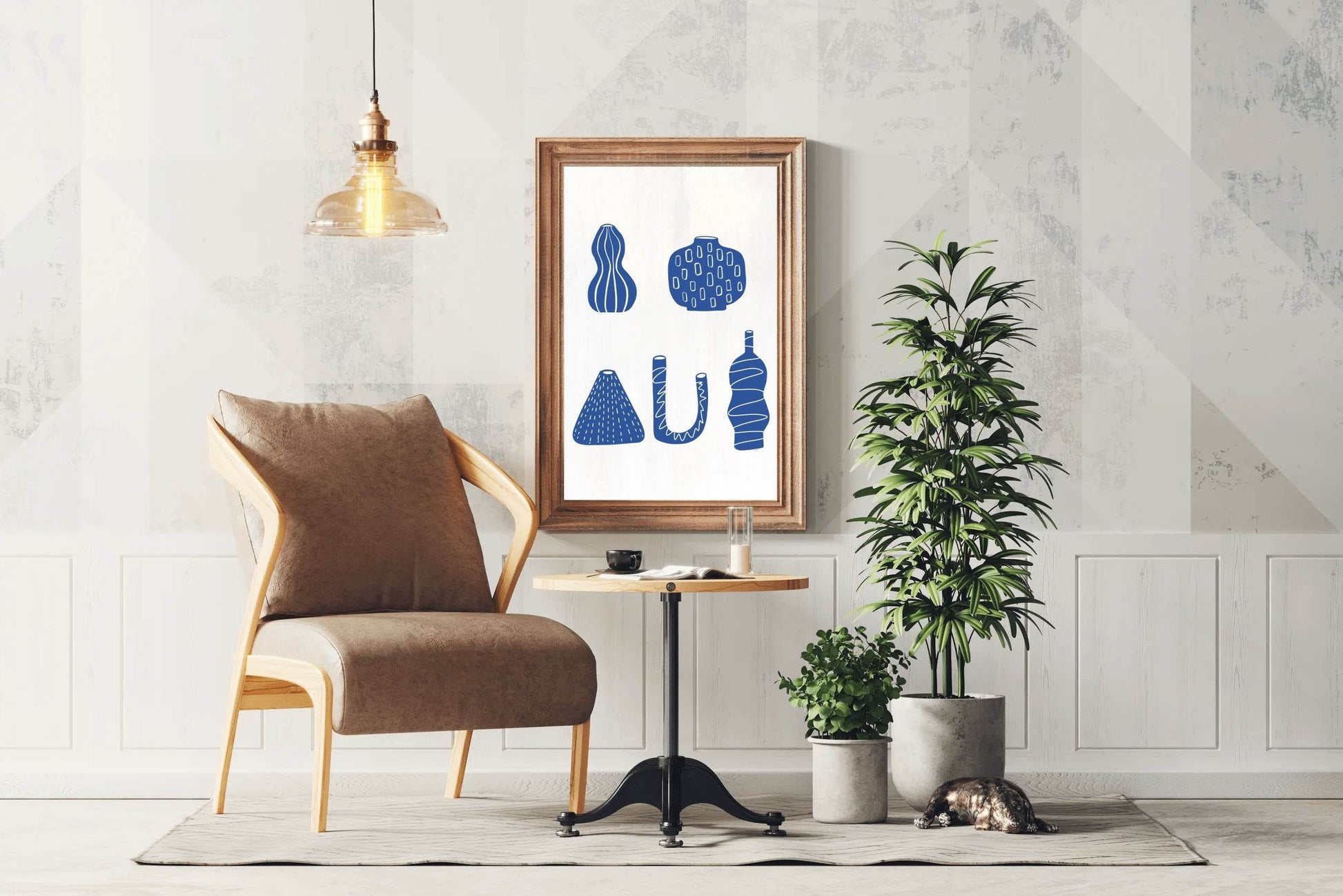 Blue Greek Vases Wall Art - beink online art store