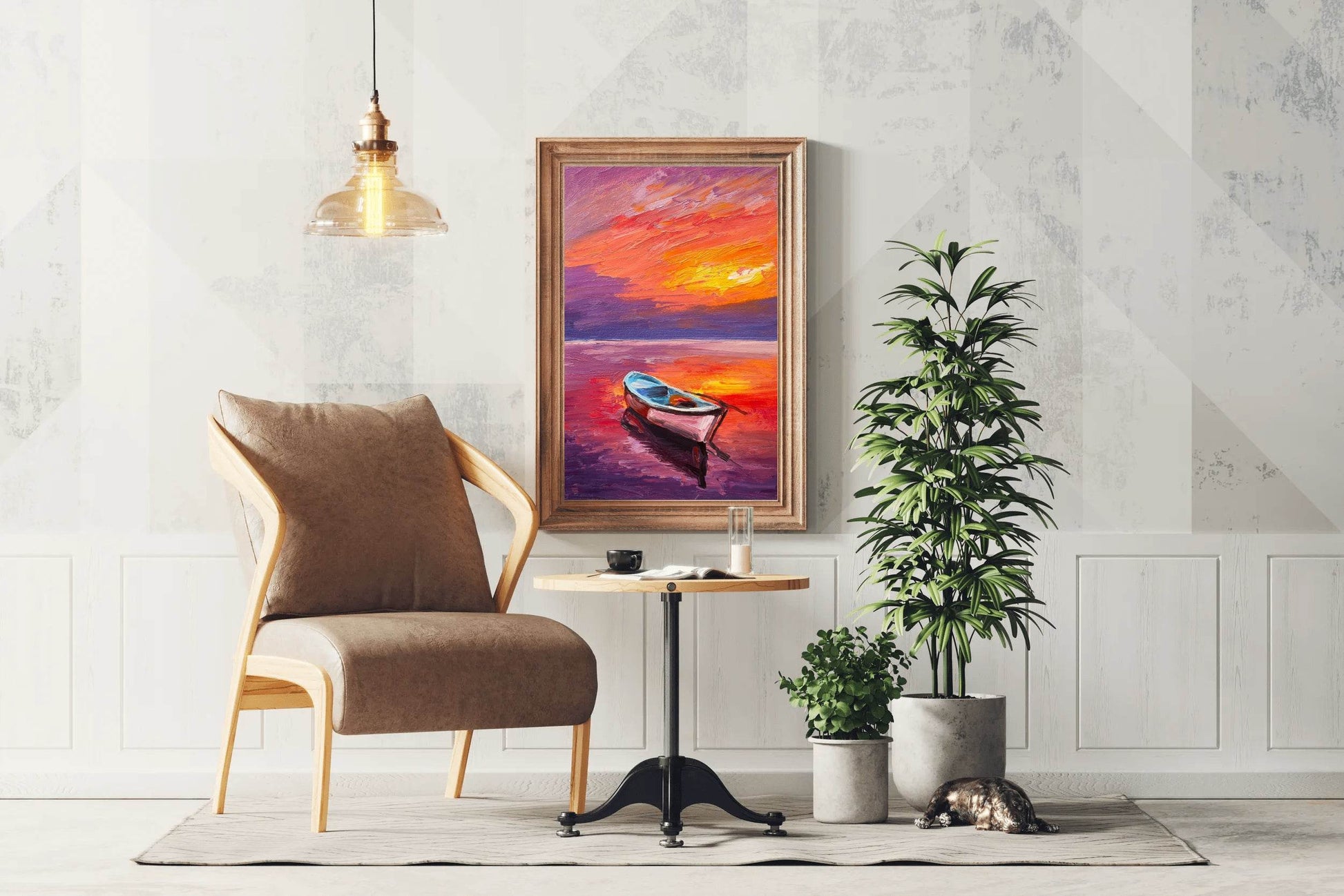 Small Boat in The Sunset Light Wall Art - beink online art store