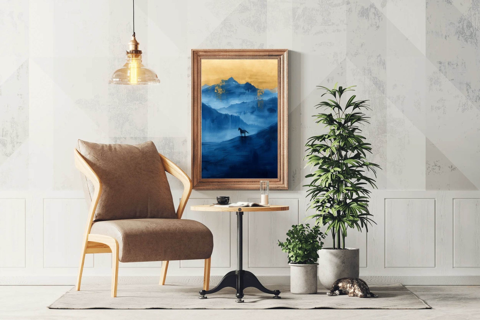 Black Horse Painting In The Mountains Wall Art - beink online art store