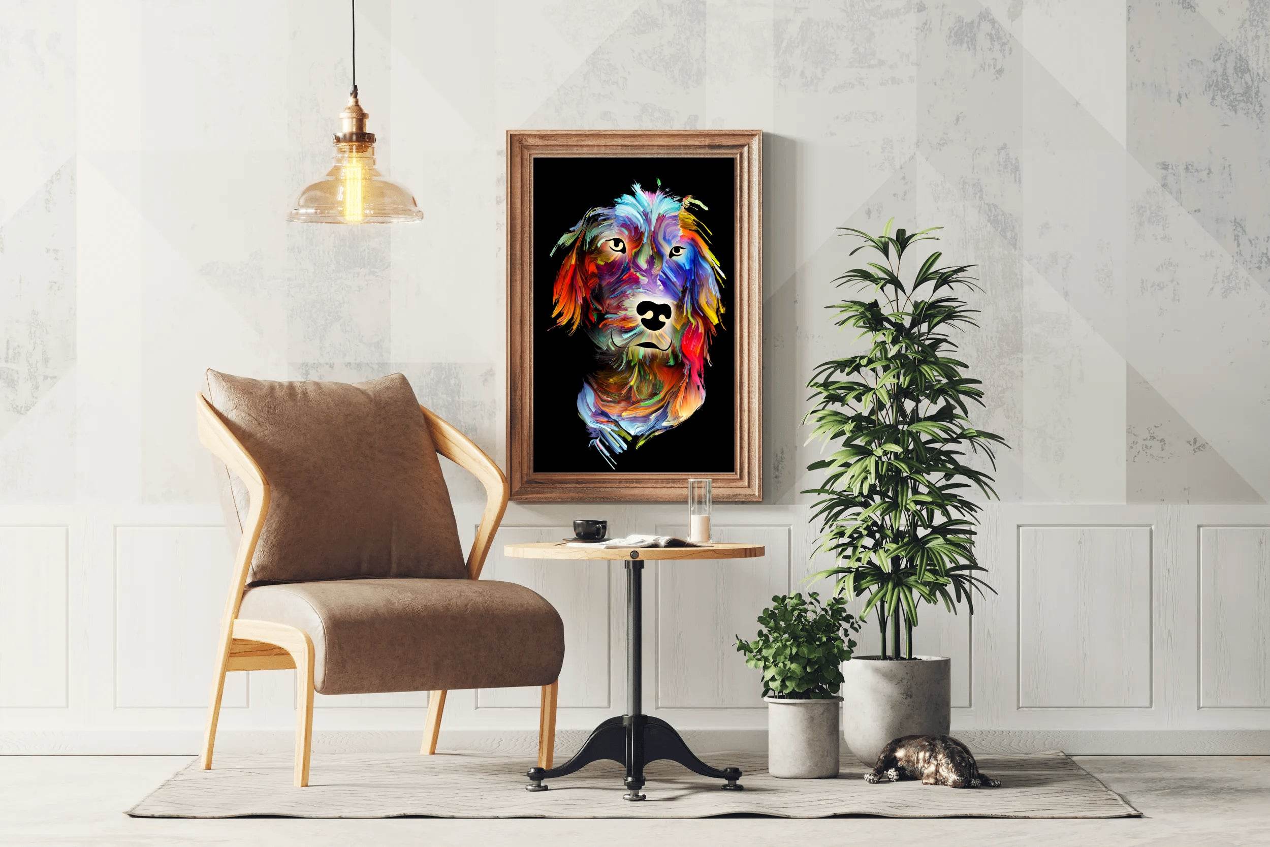 Colorful Oil Paint Dog Face Wall Art - beink online art store