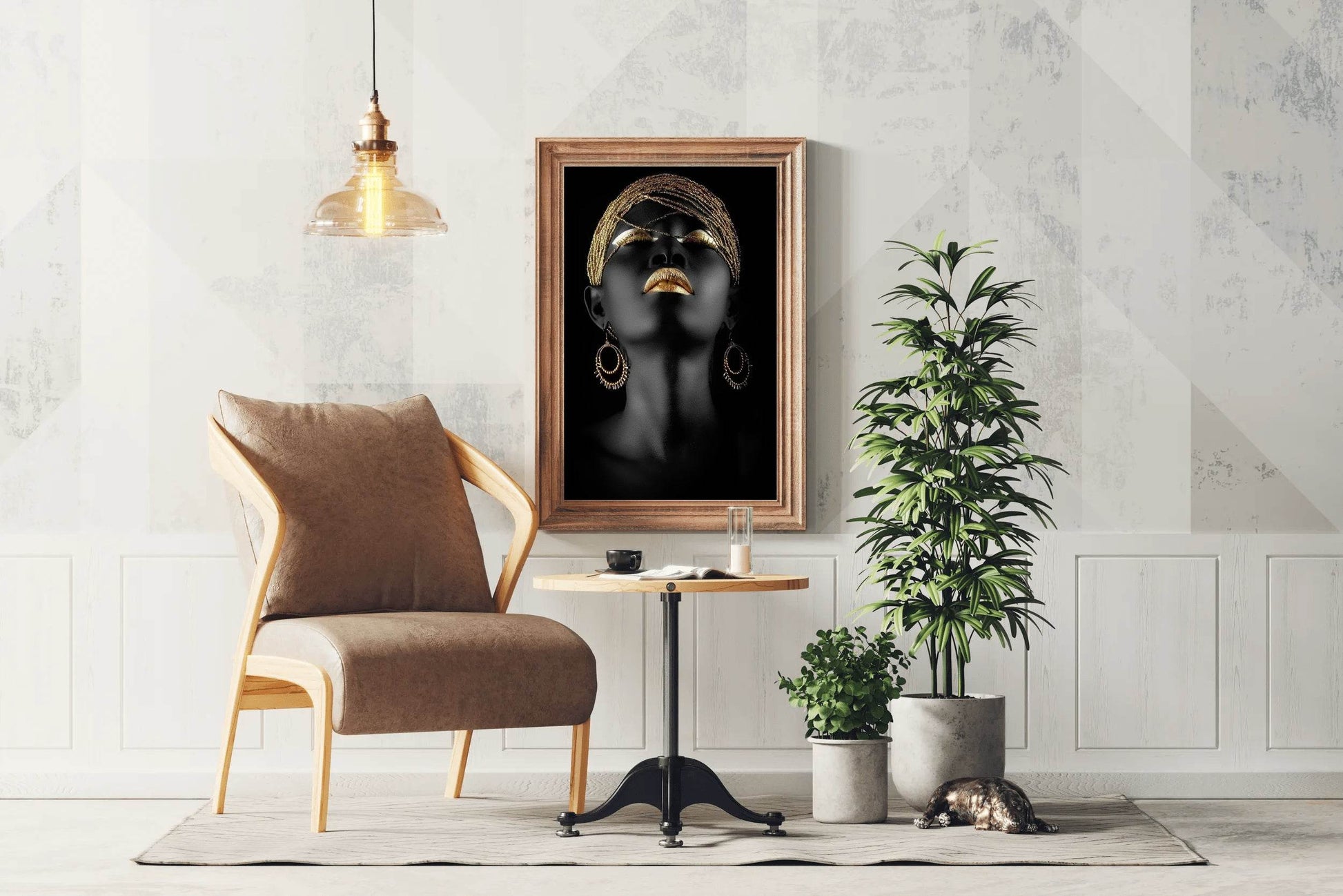 Girl Black Woman with Gold Wall Art - beink online art store