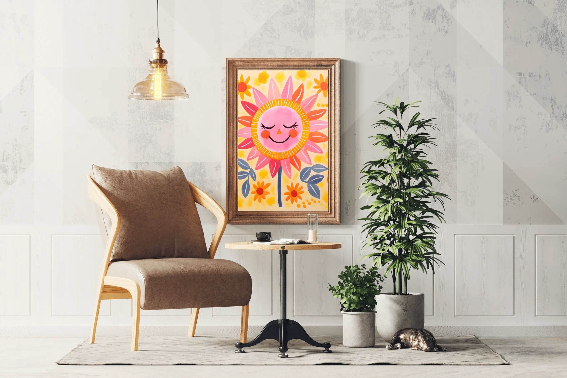 Cartoon Sunflower With Closed Eyes - beink online art store
