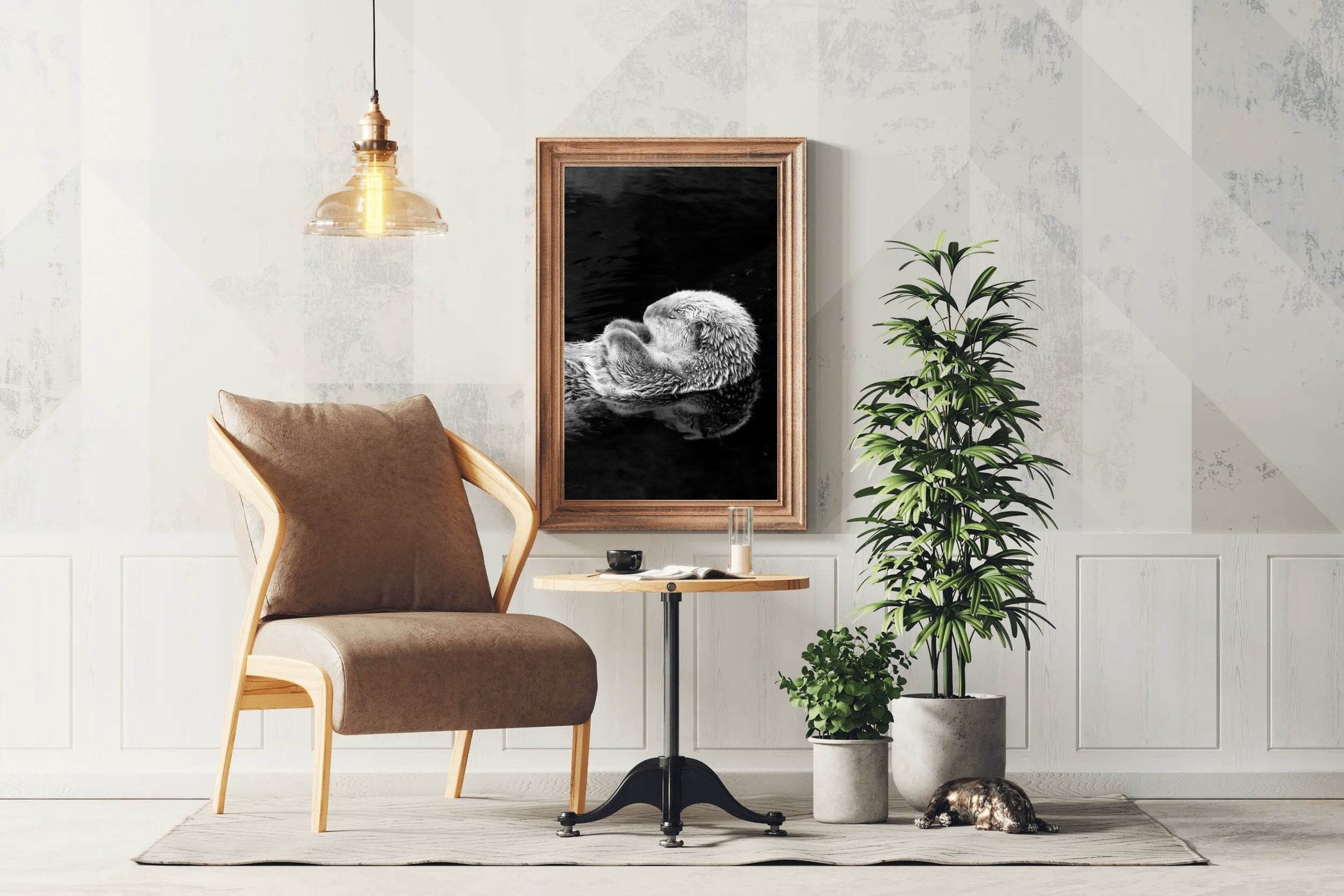Sea Otter Black & White Wall Art - beink online art store