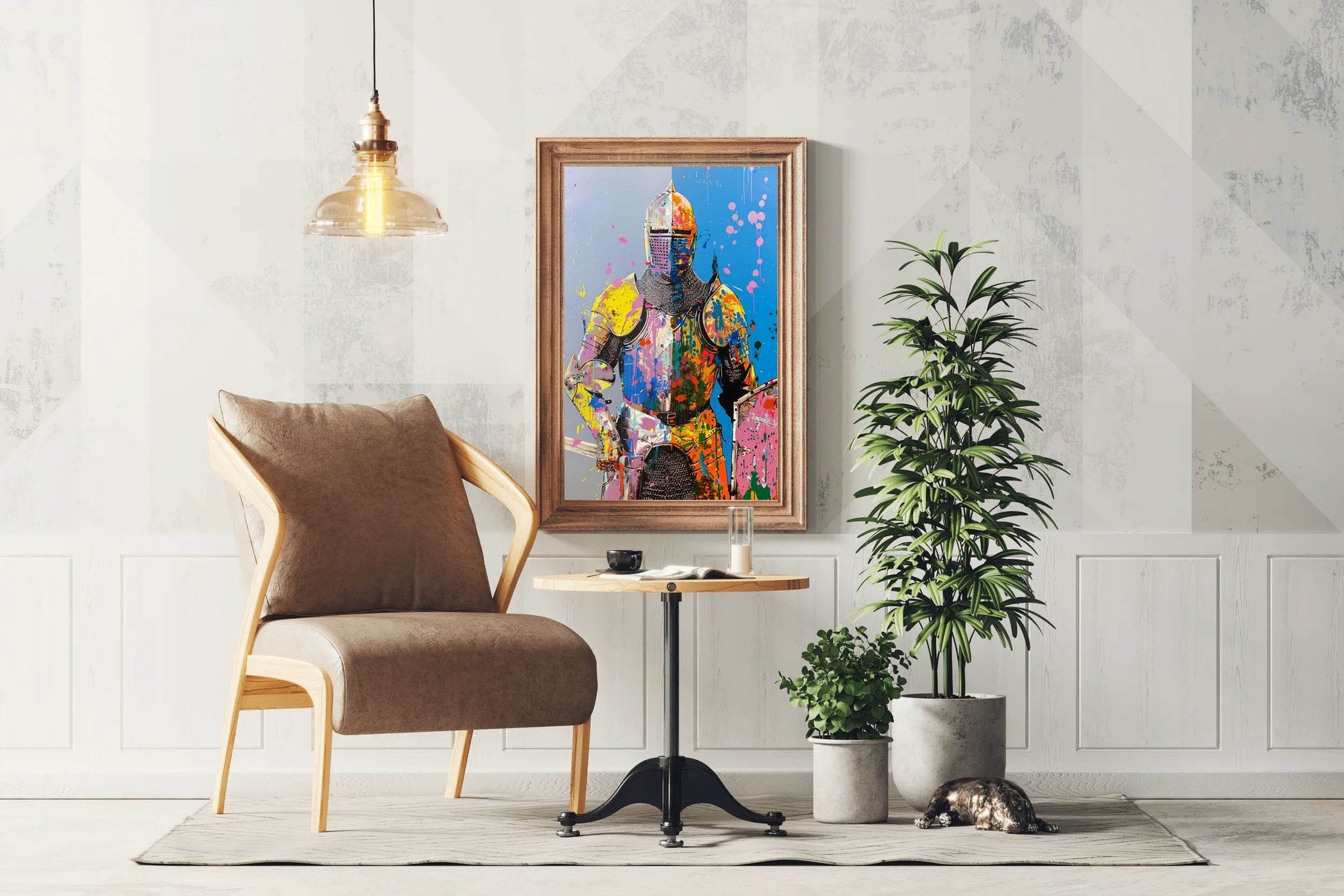 Knight in Vibrant Colors Graffiti Wall Art - beink online art store