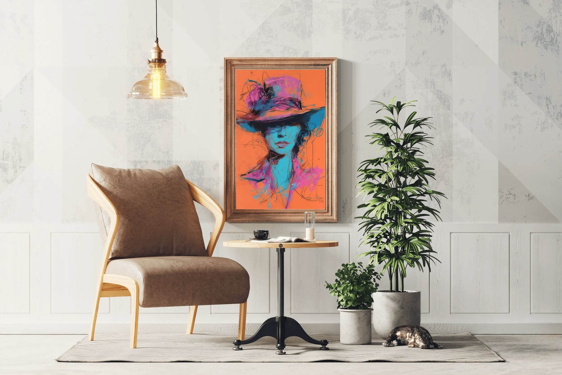Painting Of A Woman With A Brimmed Hat Wall Art - beink online art store