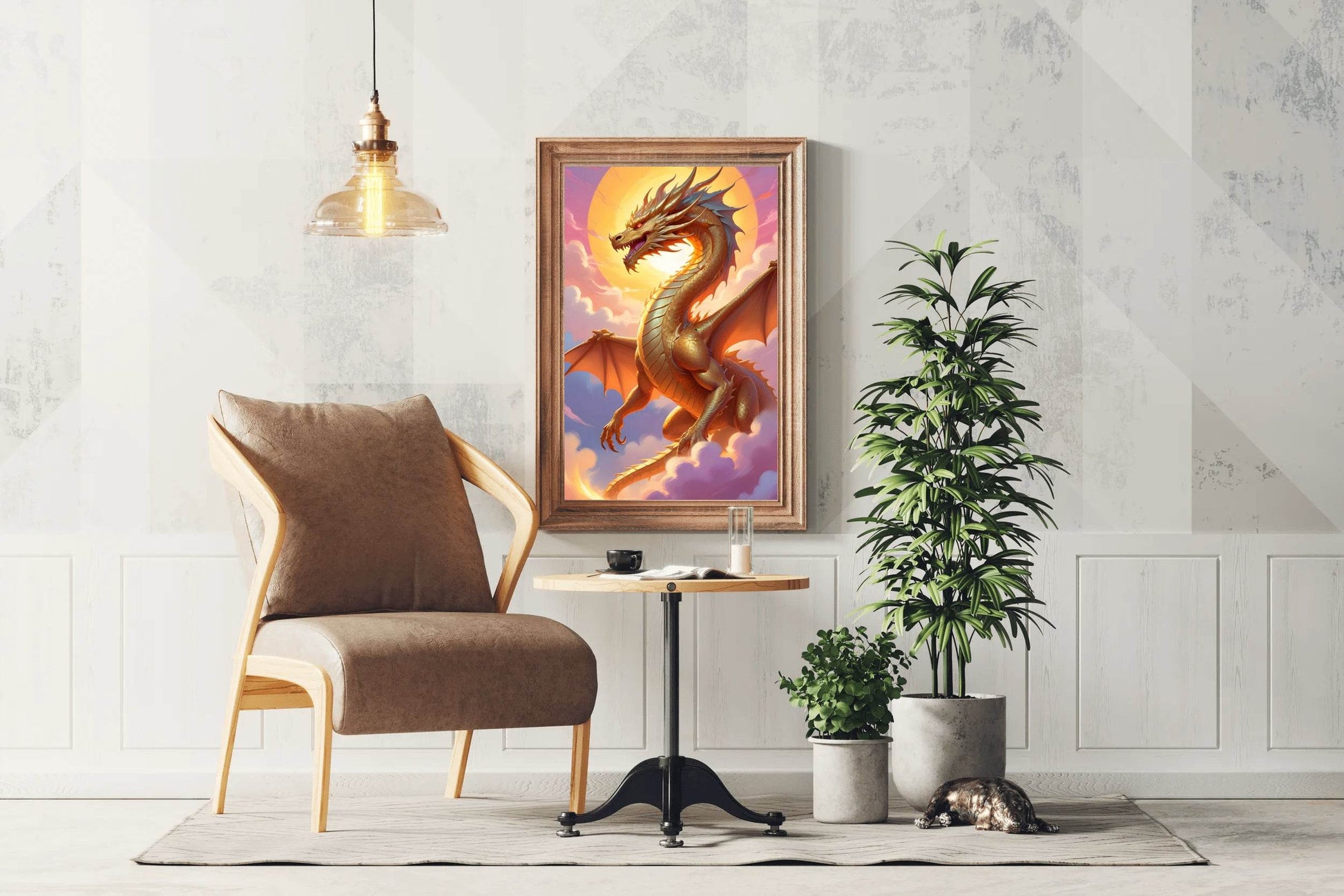 Golden Dragon Animal Wall Art - beink online art store