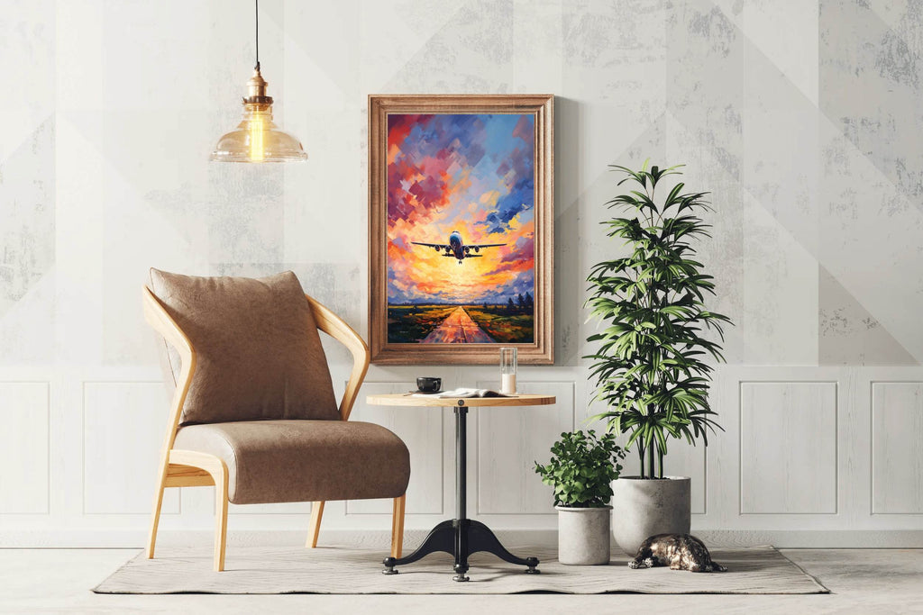 Drawing Of Airplane Takeoff Wall Art - beink online art store