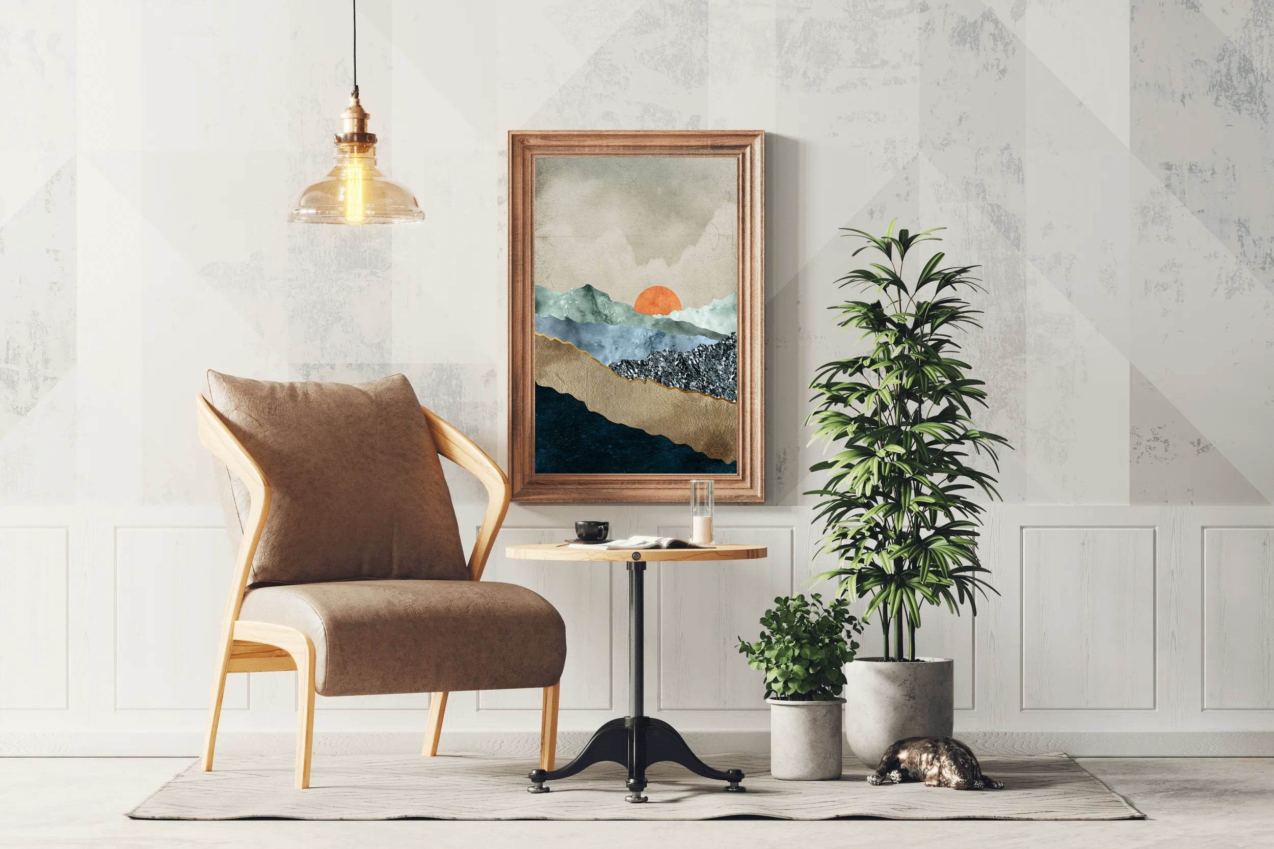 Golden Sunset Over Mountains Wall Art - beink online art store