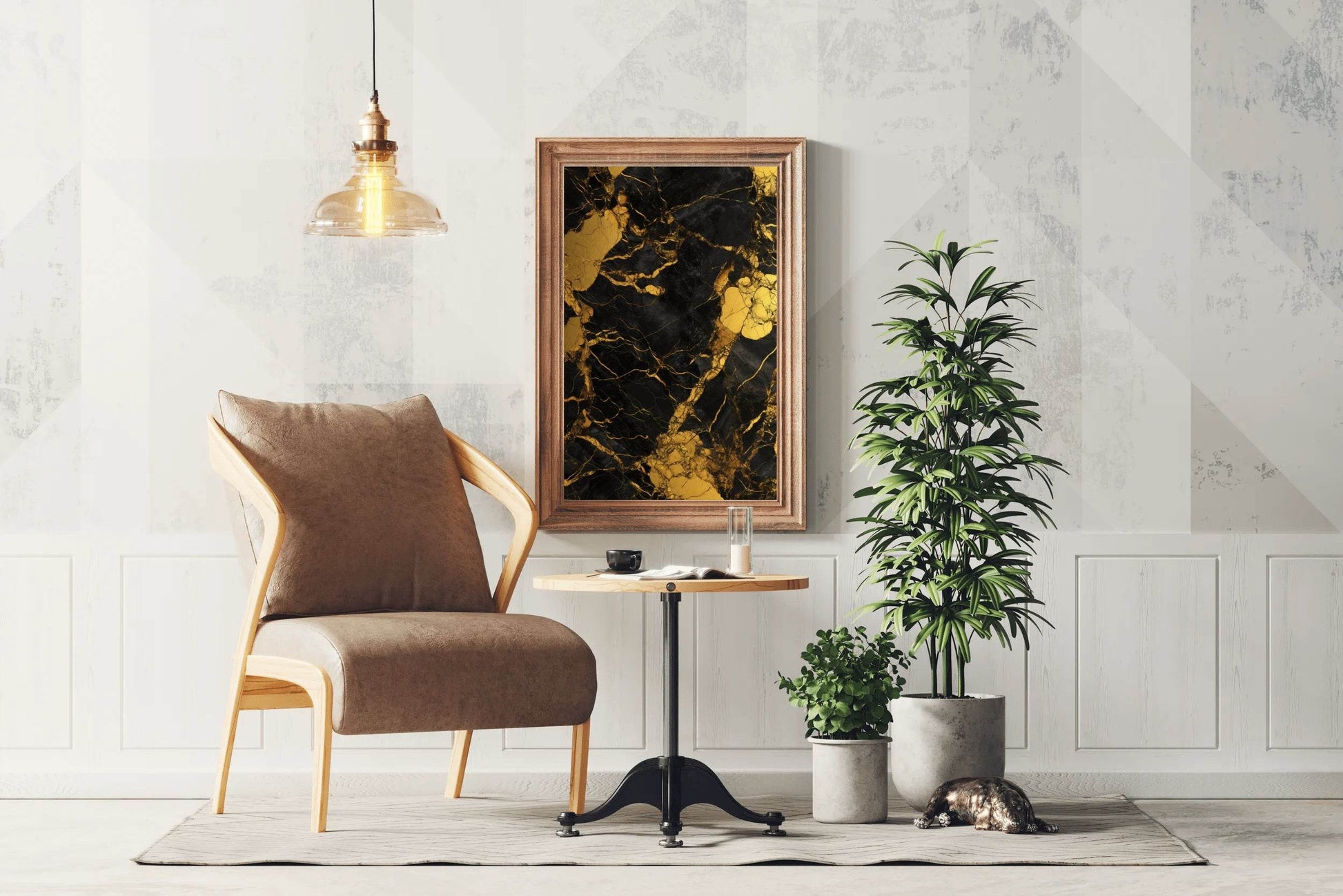 Gold And Black Marble Wall Art - beink online art store