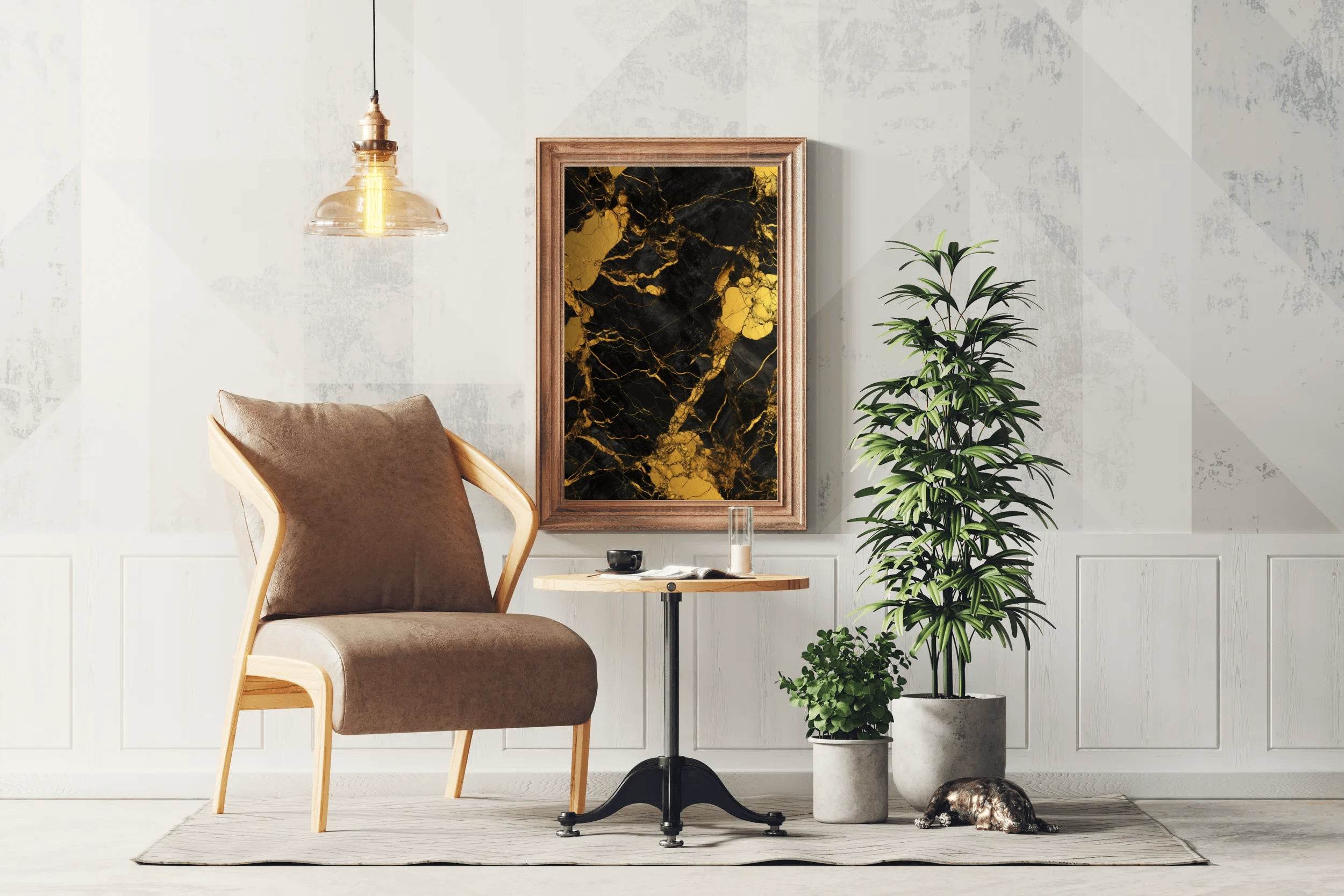 Gold And Black Marble Wall Art - beink online art store