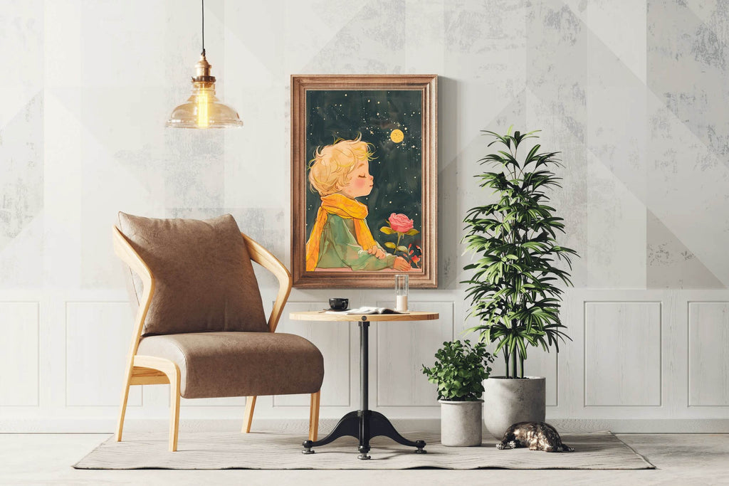 Painting of a Girl With Moon Background - beink online art store