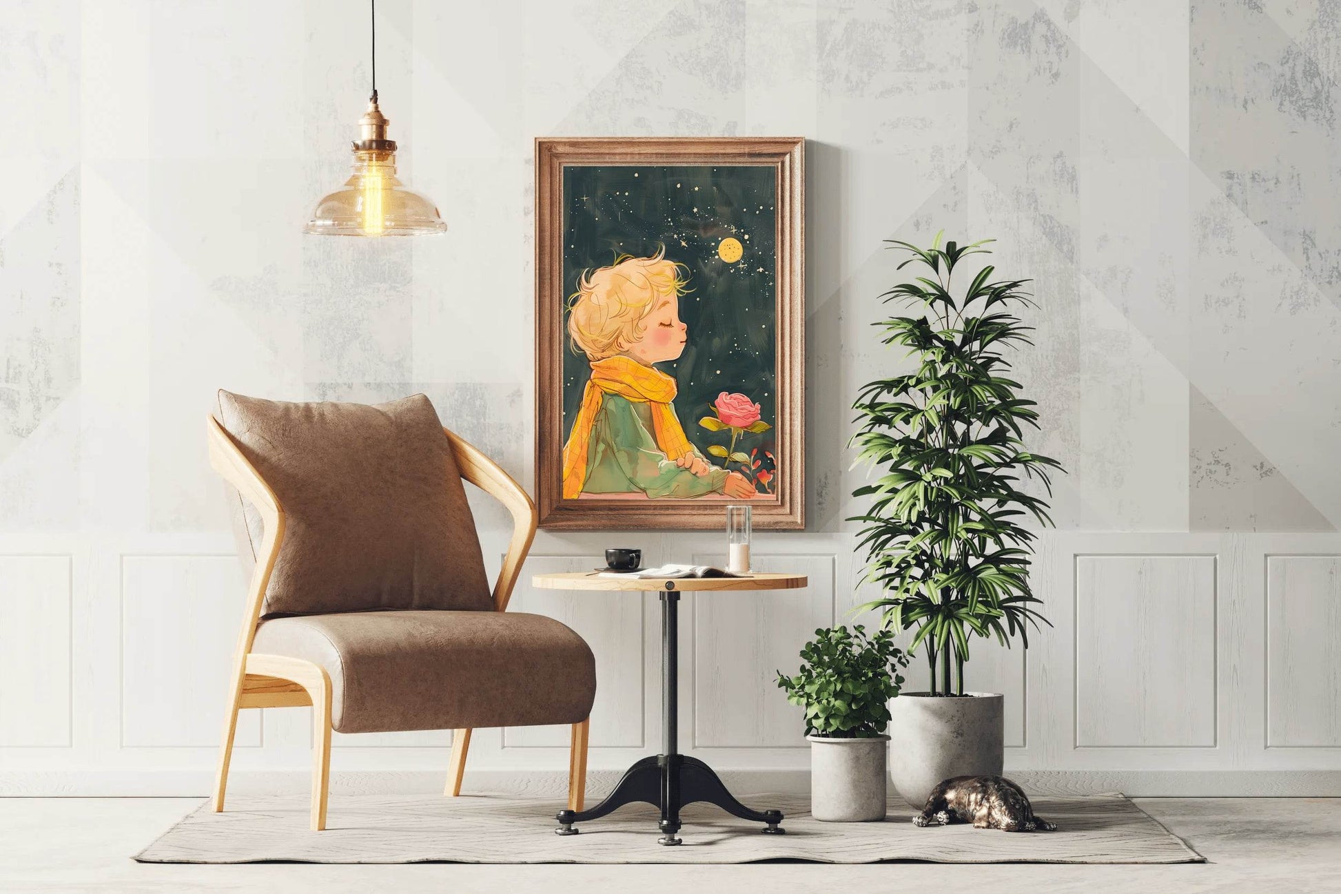 Painting of a Girl With Moon Background - beink online art store