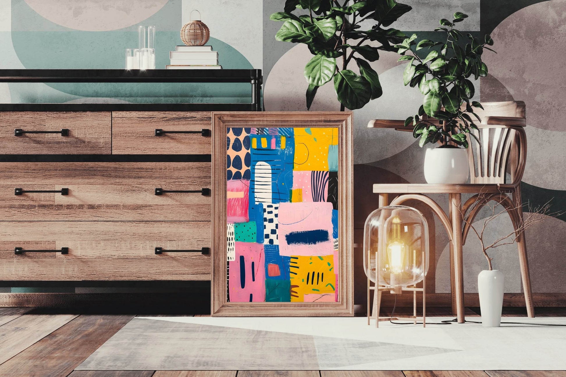 Colorful Abstract Paint Patches Digital Art - beink online art store
