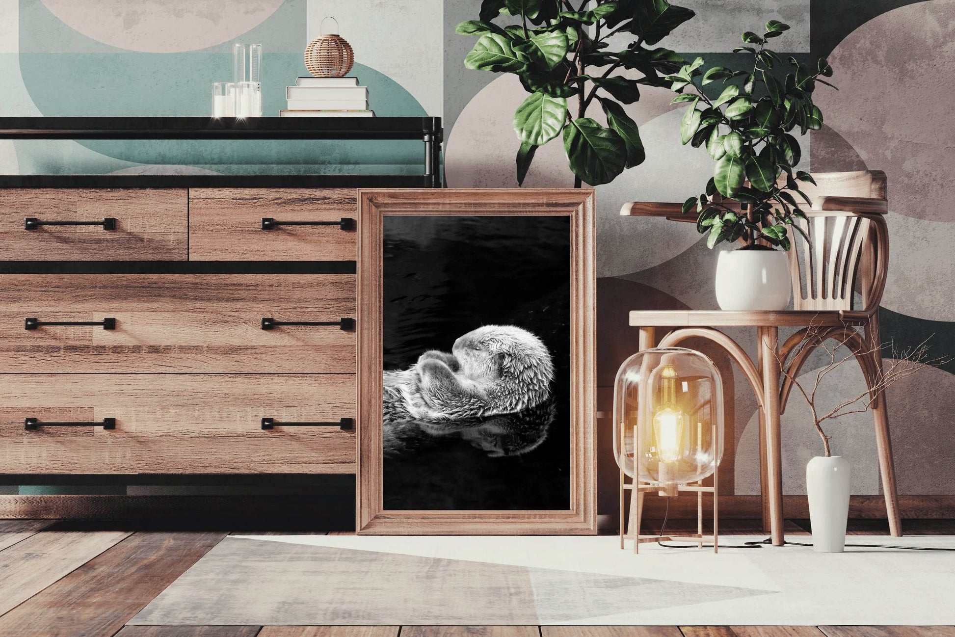 Sea Otter Black & White Wall Art - beink online art store