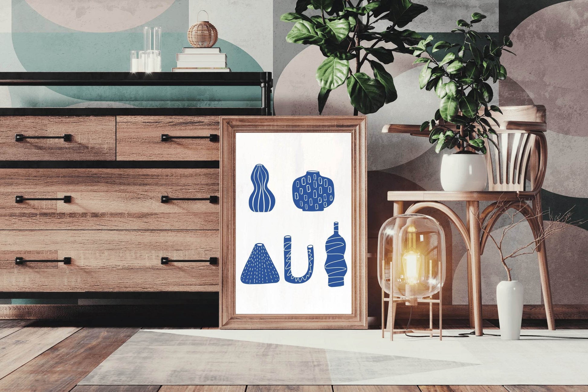 Blue Greek Vases Wall Art - beink online art store
