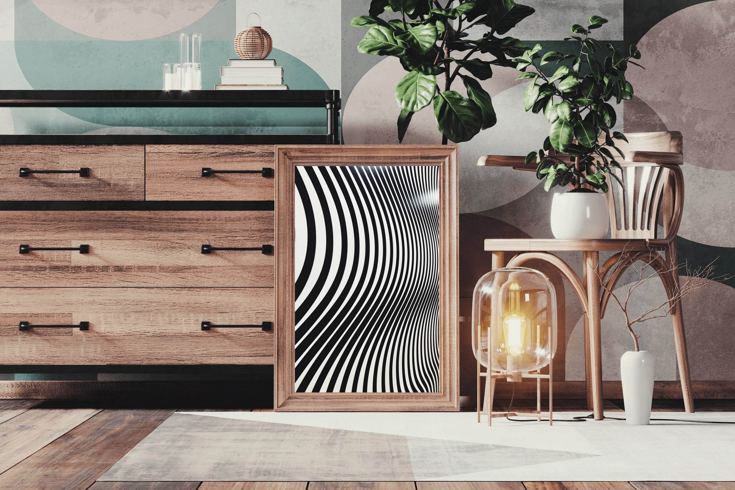Zebra Wallpaper Black & White Wall Art - beink online art store