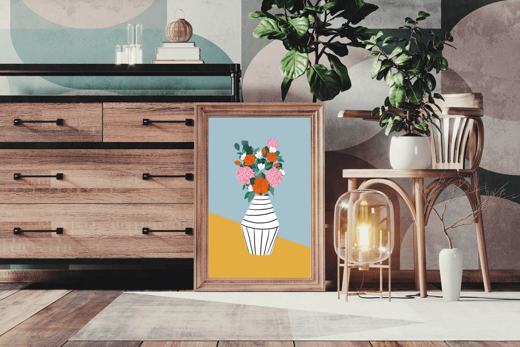 Black And White Vase With Spring Flowers Wall Art - beink online art store