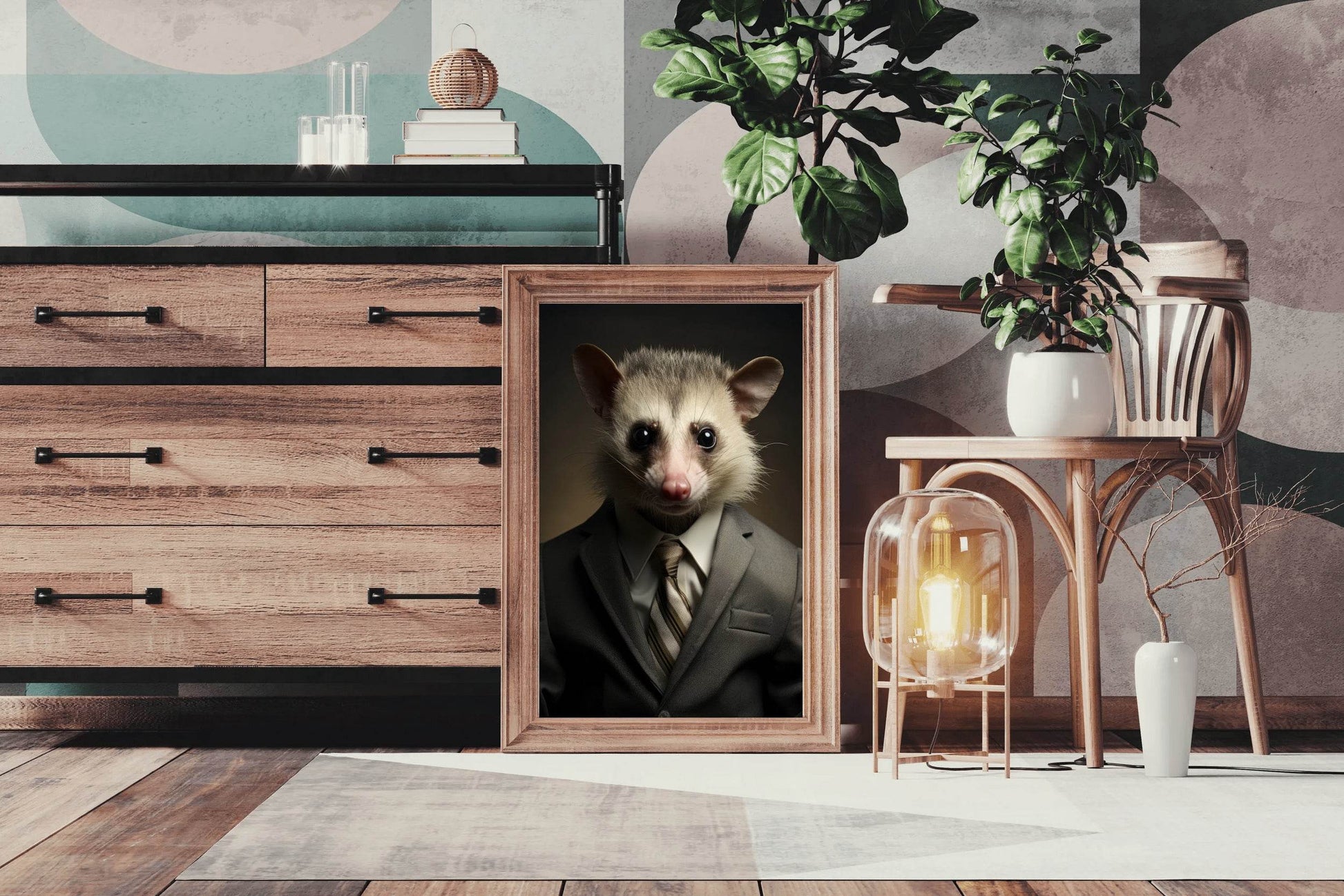 Possum in a Pin Stripe Suit Wall Art - beink online art store