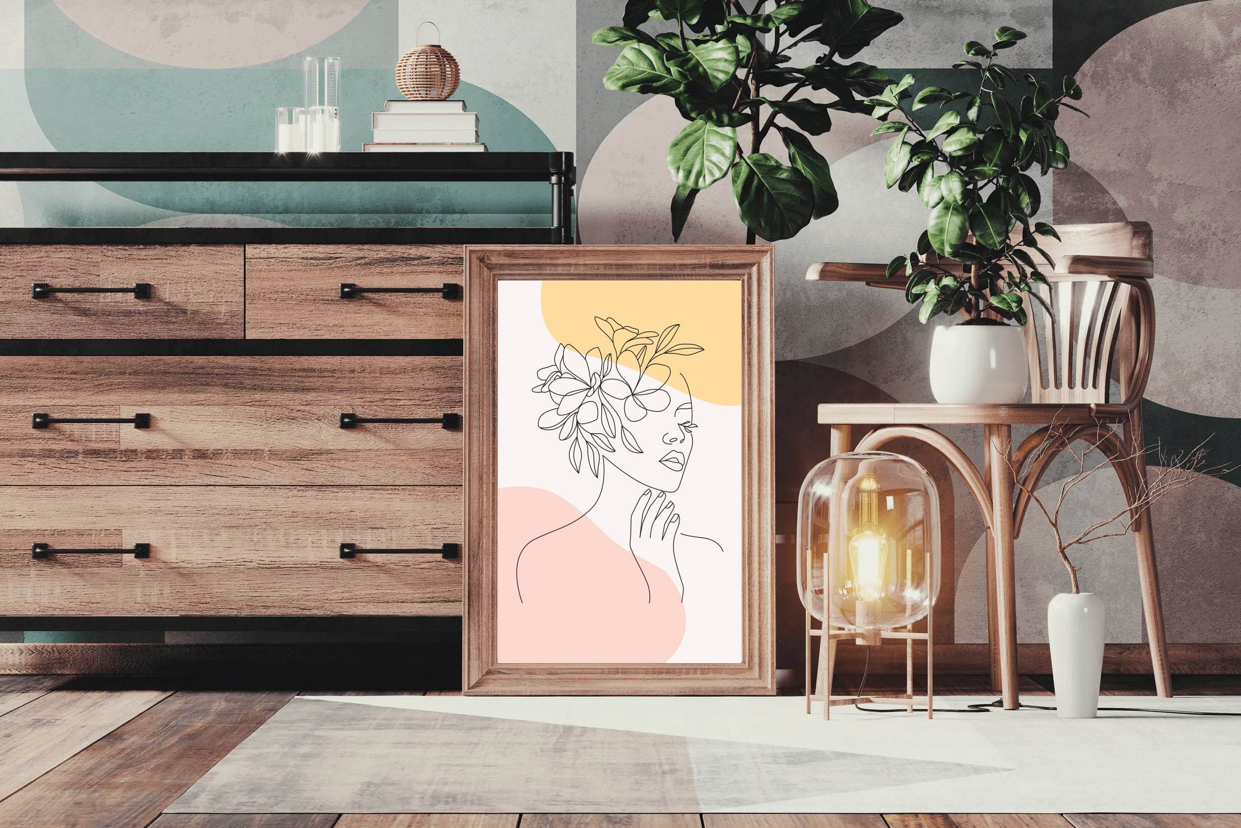 Girl With Flowers on Her Head Wall Art - beink online art store