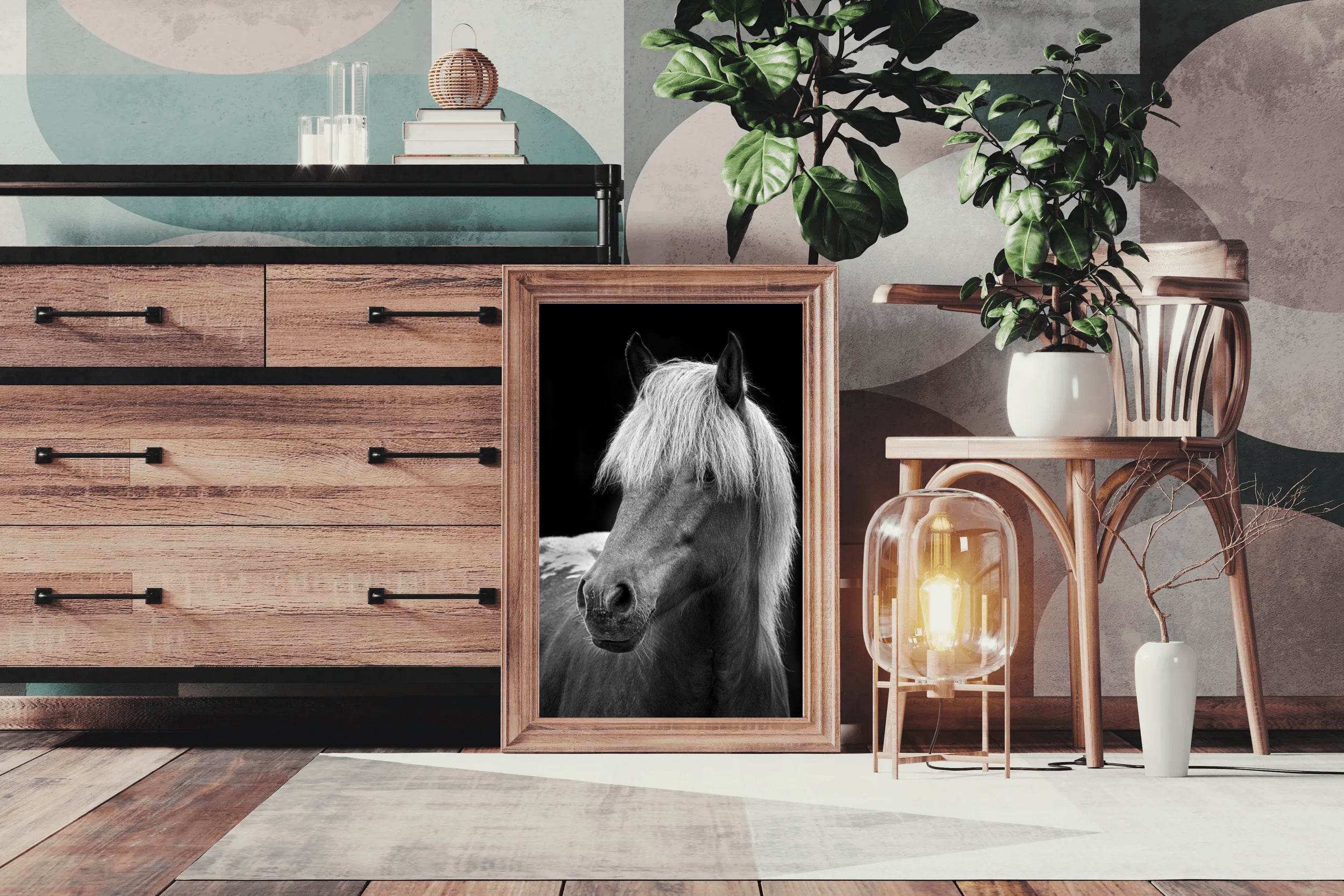 Icelandic Horse Black & White Wall Art - beink online art store