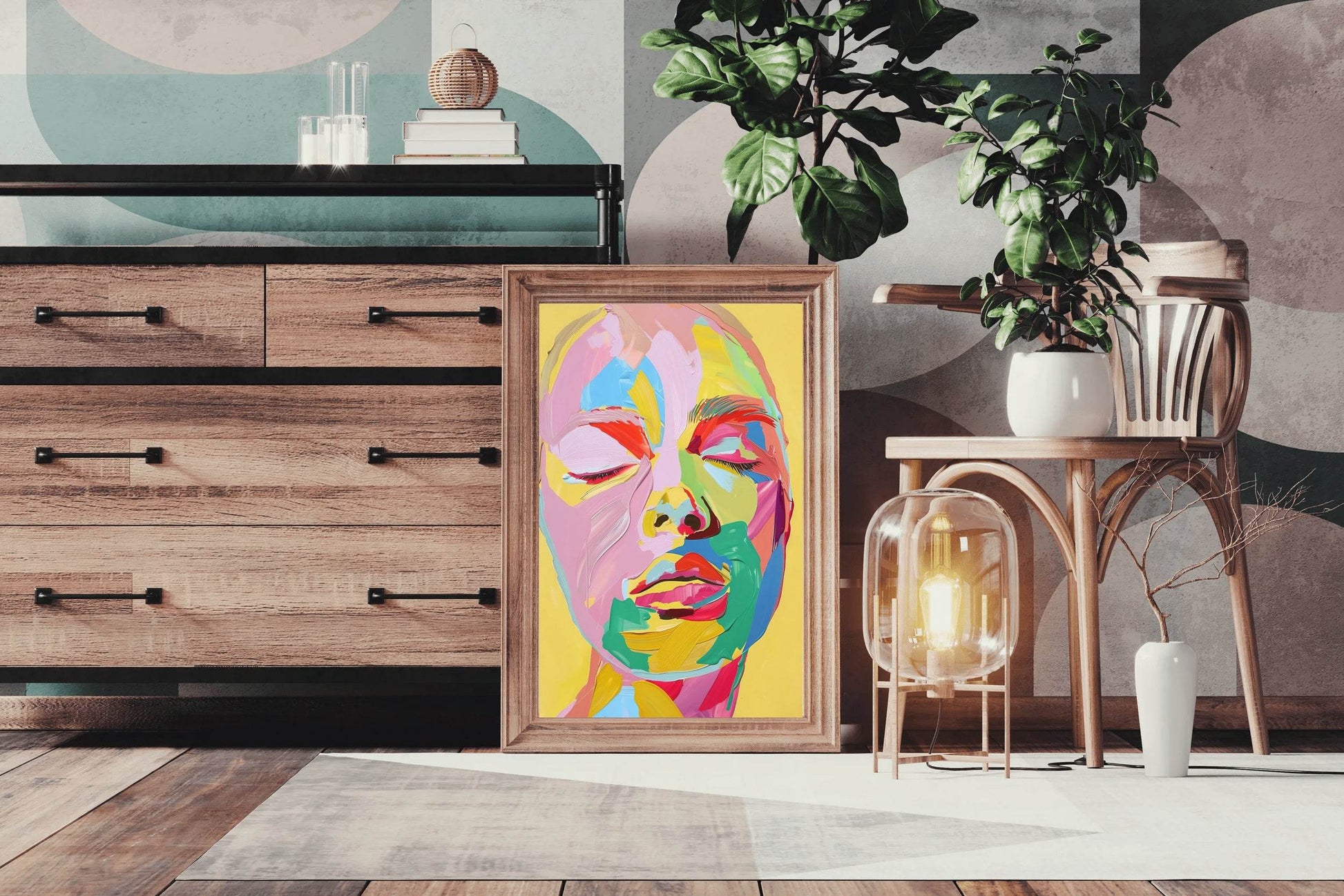 Colorful Face Painting Of Woman Wall Art - beink online art store