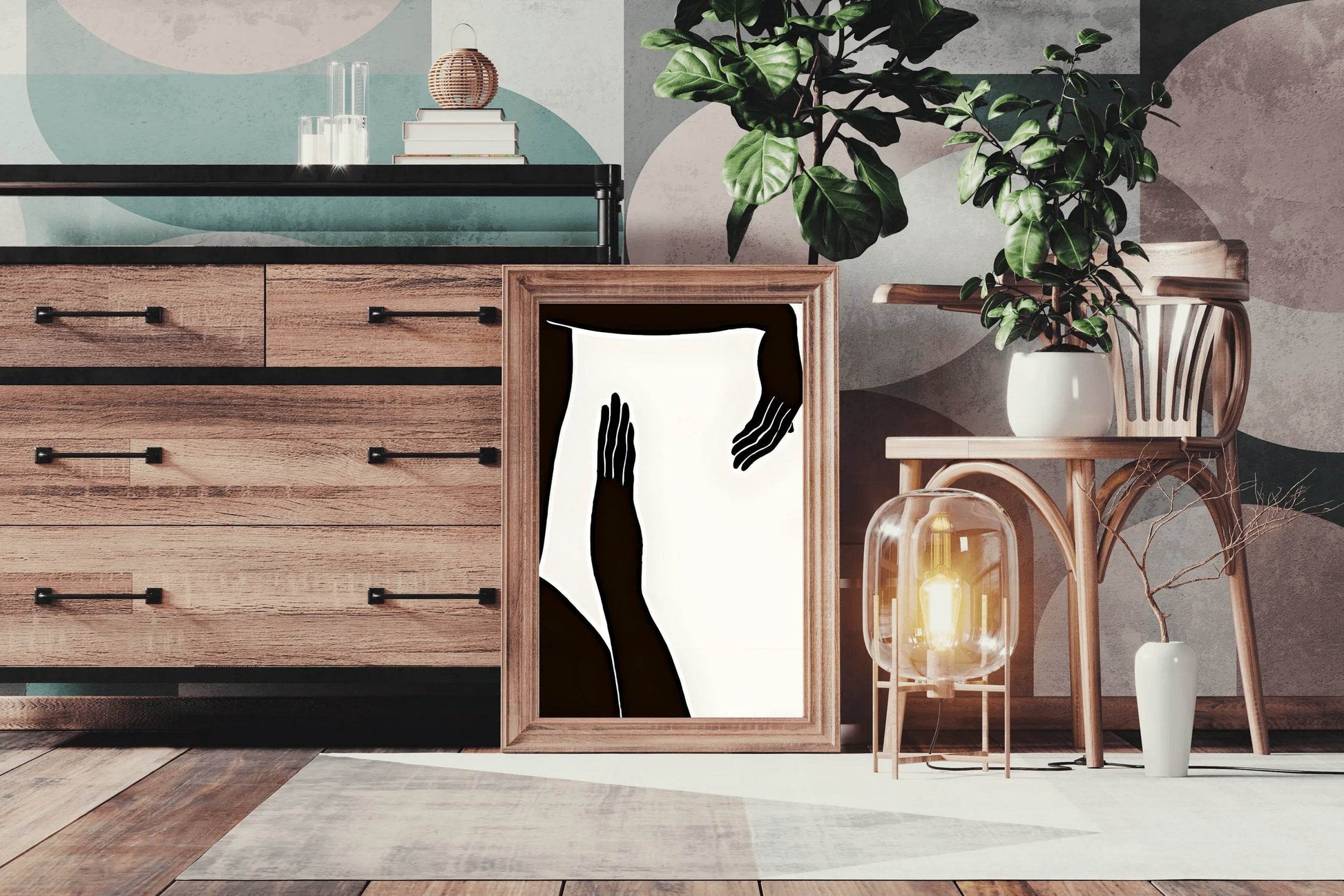 Black Silhouette of Hands Modern Wall Art - beink online art store