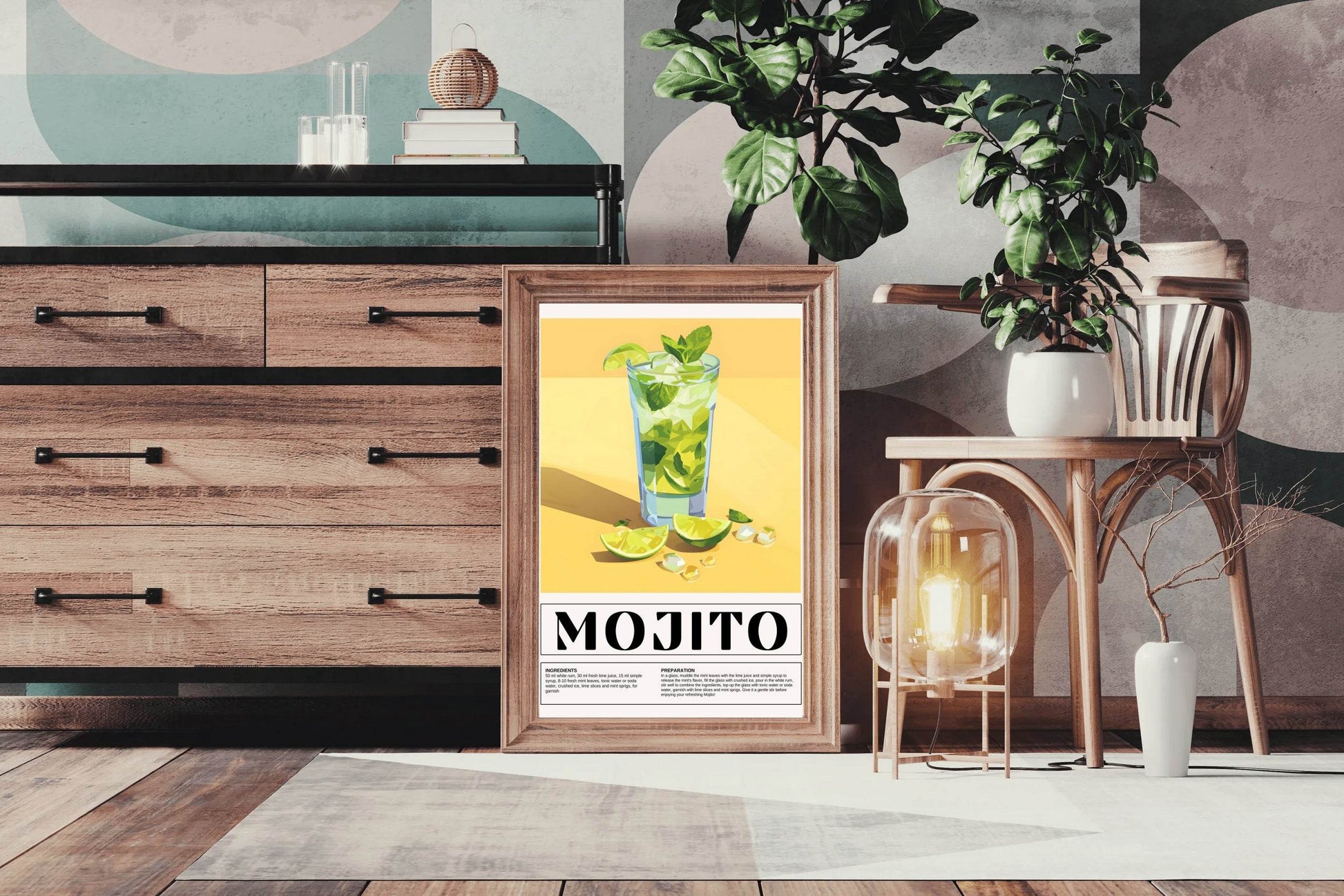Glass of Mojito Cocktail Wall Art - beink online art store